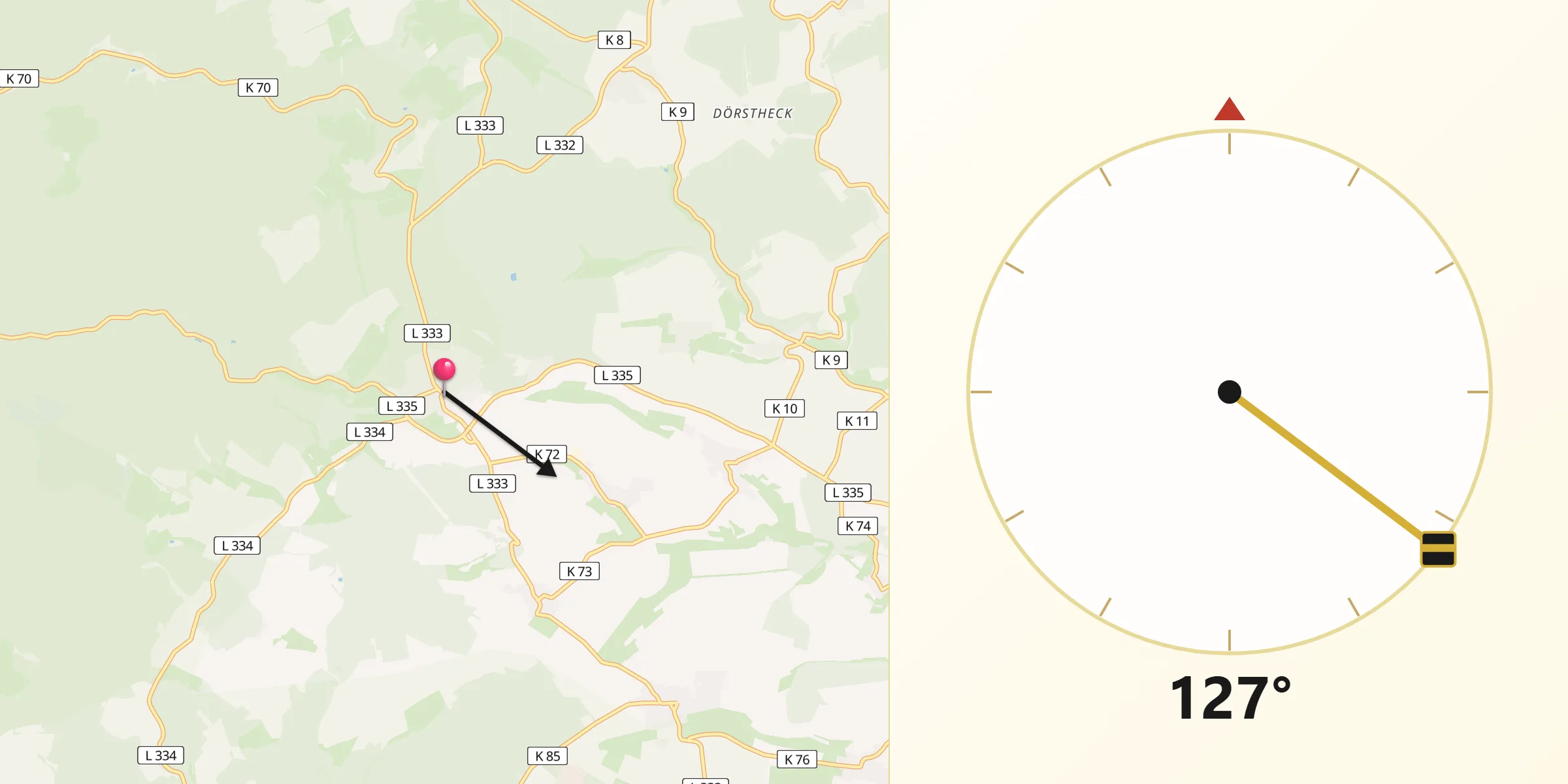 Qibla-Richtung von Dachsenhausen