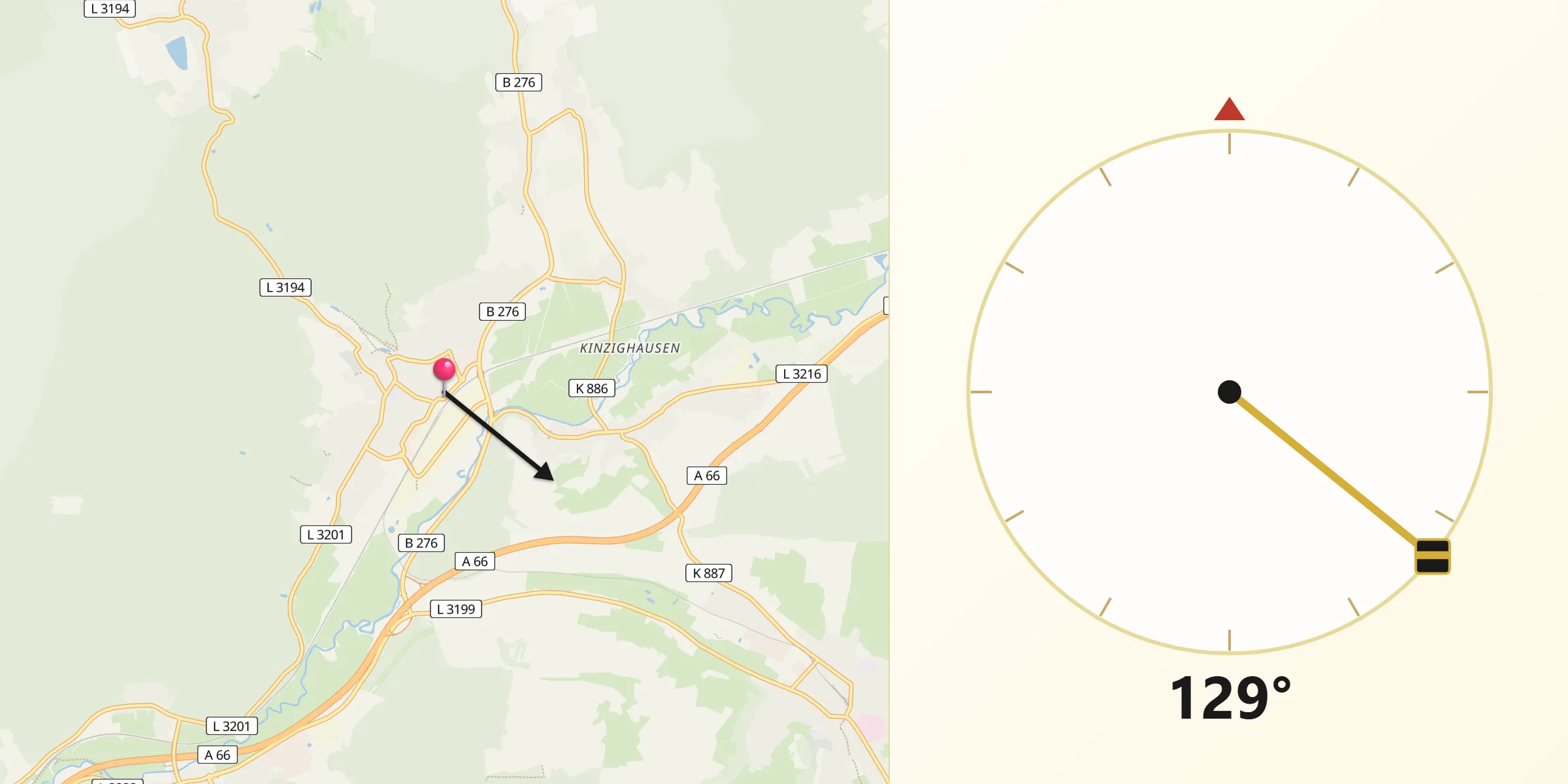 Qibla-Richtung von Wächtersbach