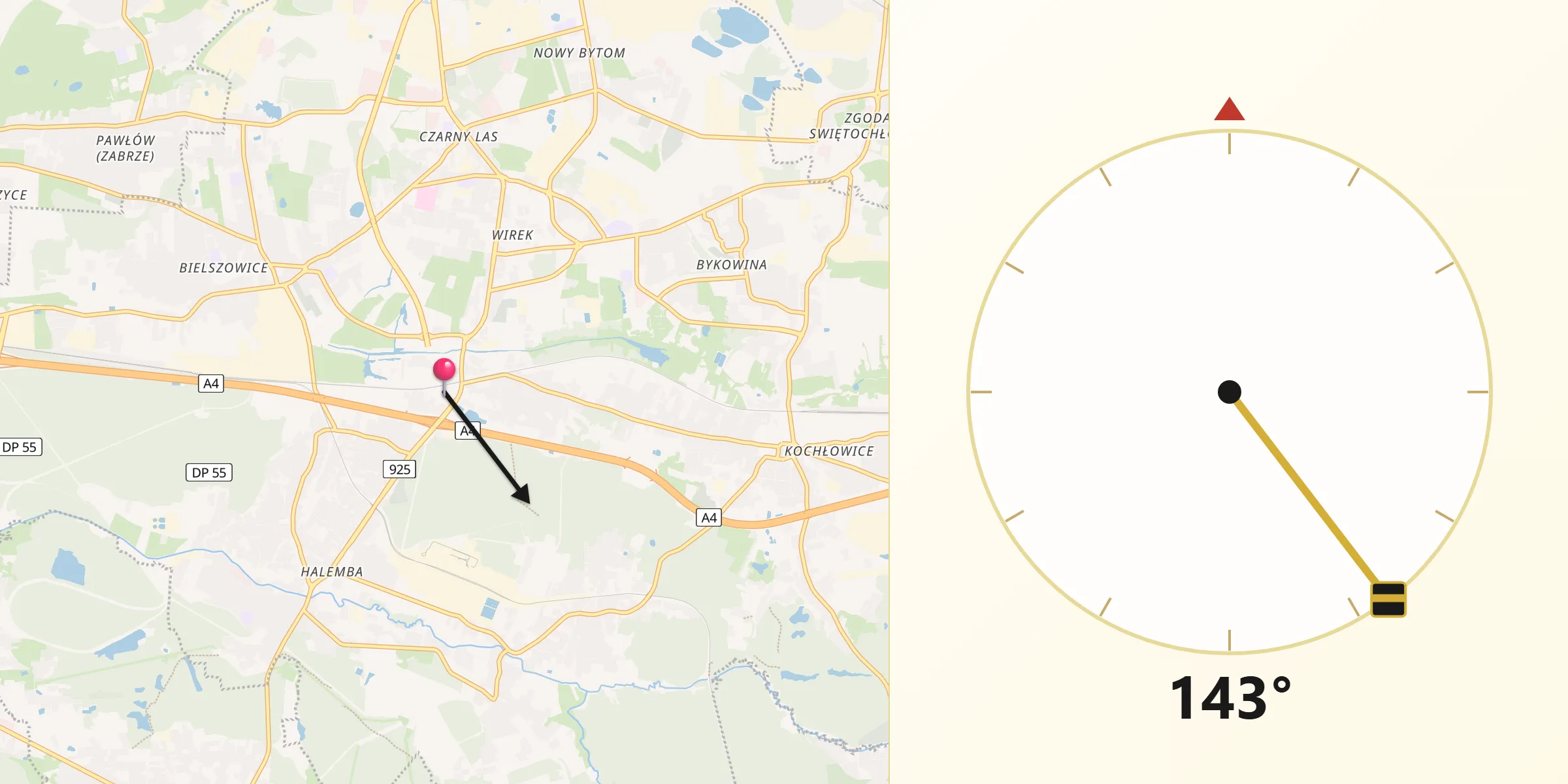 Kierunek Qibla z Ruda Śląska