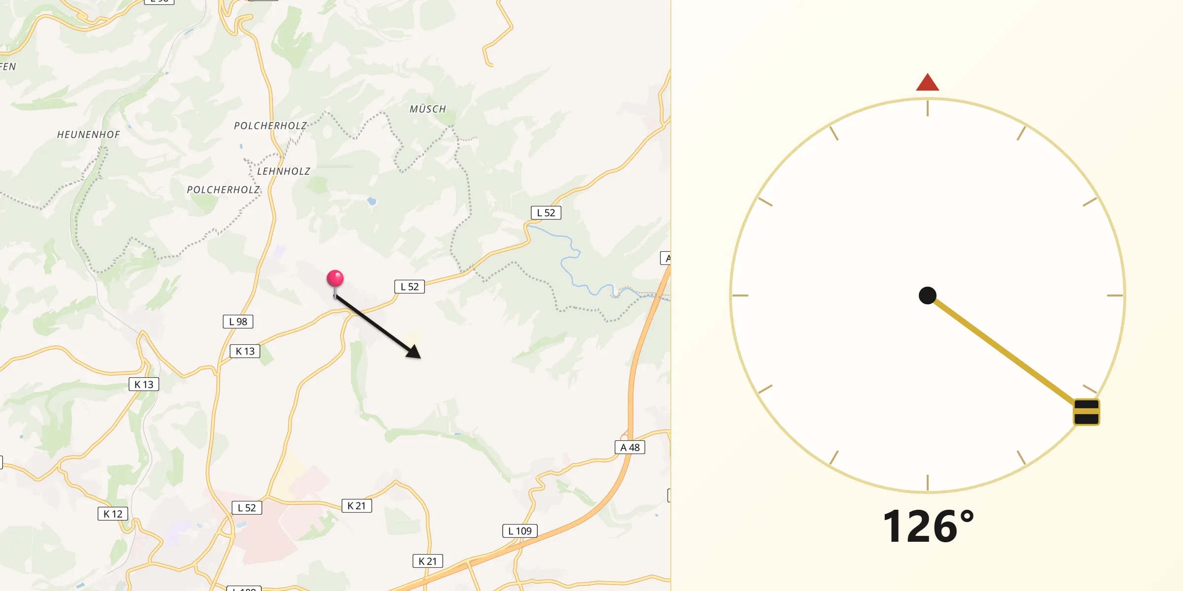 Qibla-Richtung von Düngenheim