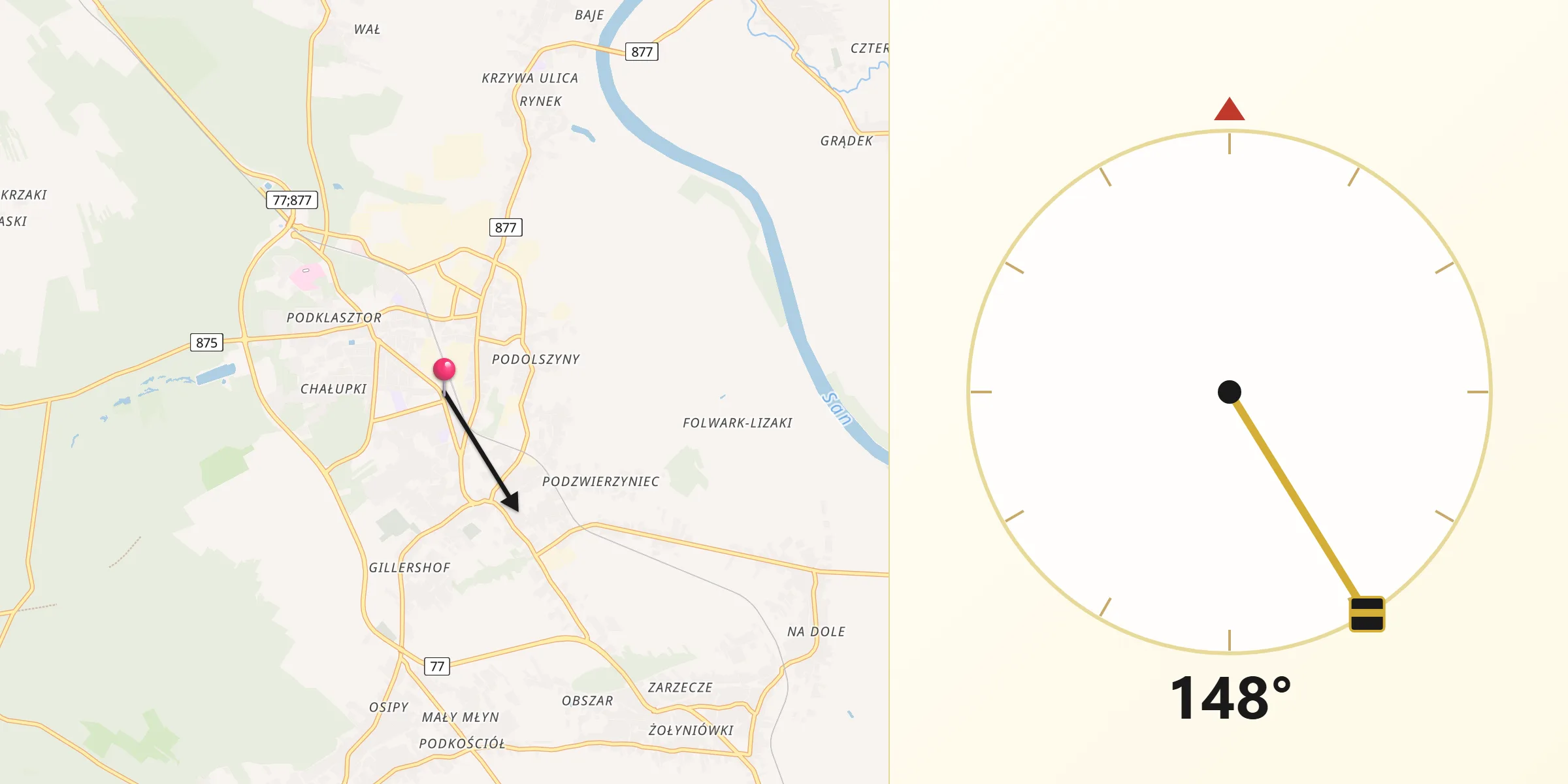 Kierunek Qibla z Leżajsk