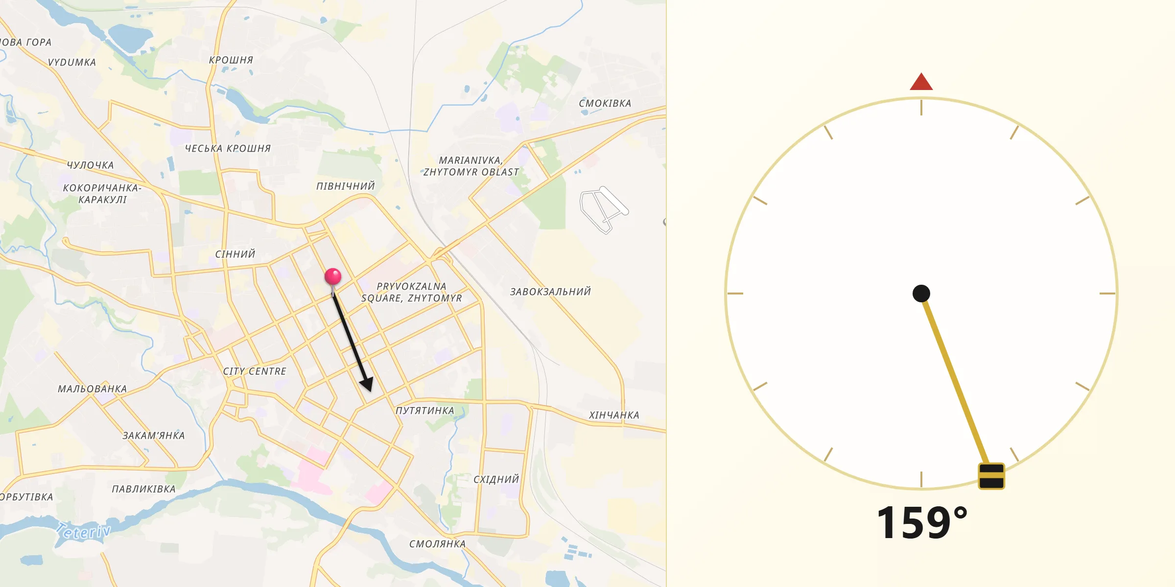 Напрямок Кібли з Житомир