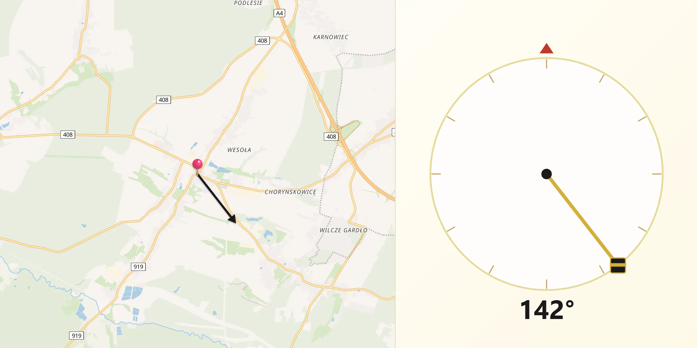Kierunek Qibla z Sośnicowice