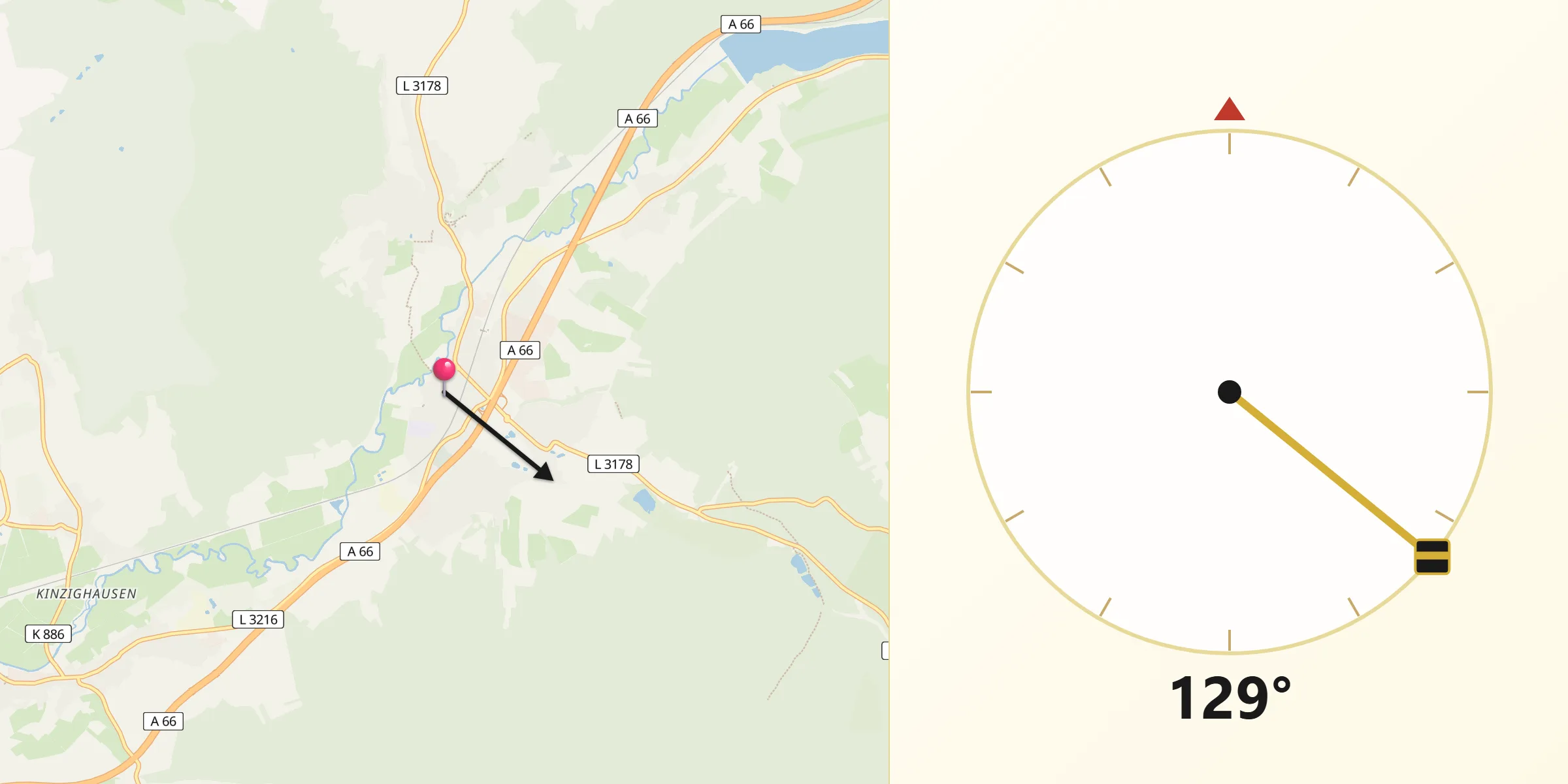 Qibla-Richtung von Bad Soden-Salmünster
