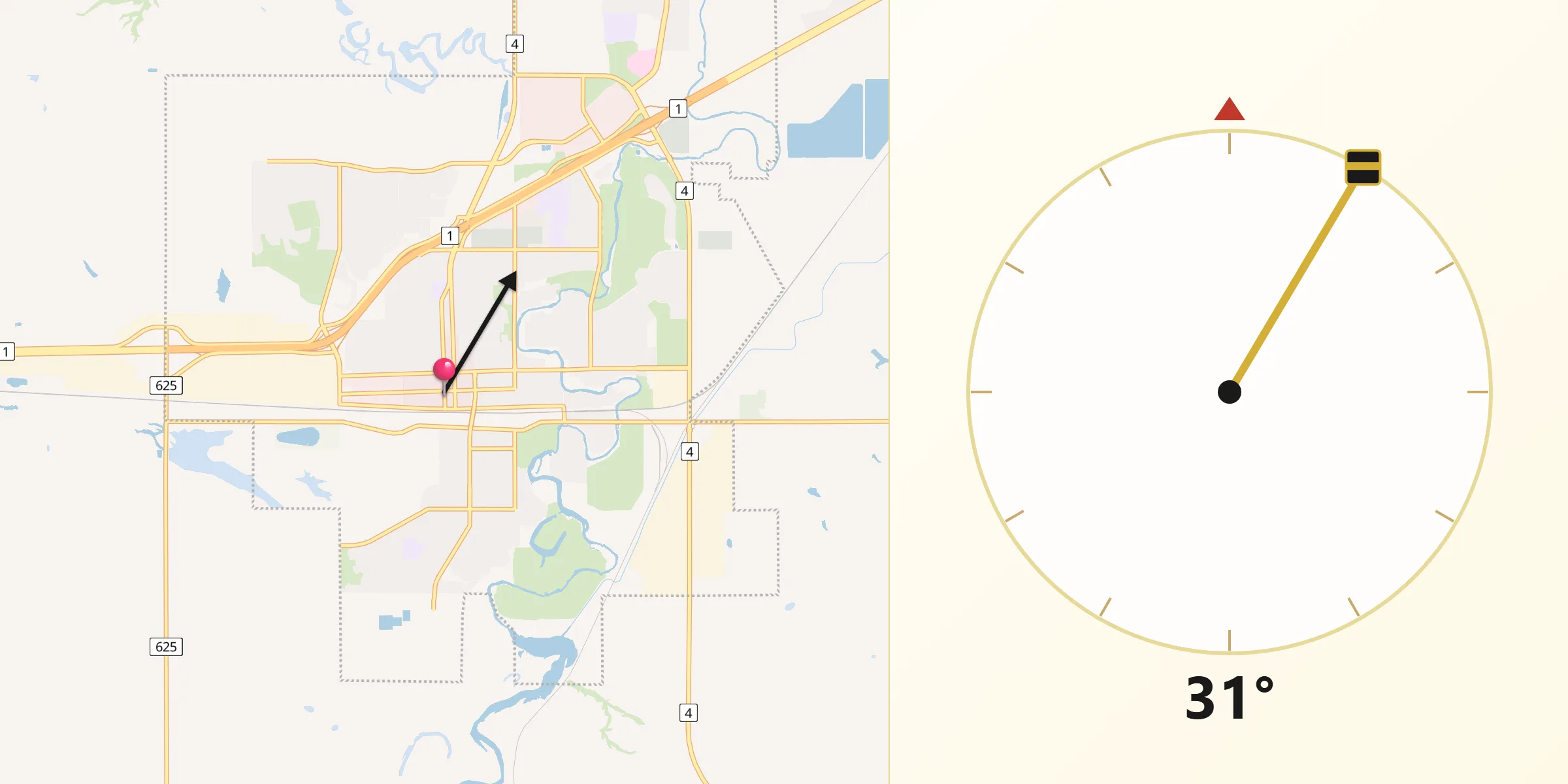 Qibla Direction from Swift Current