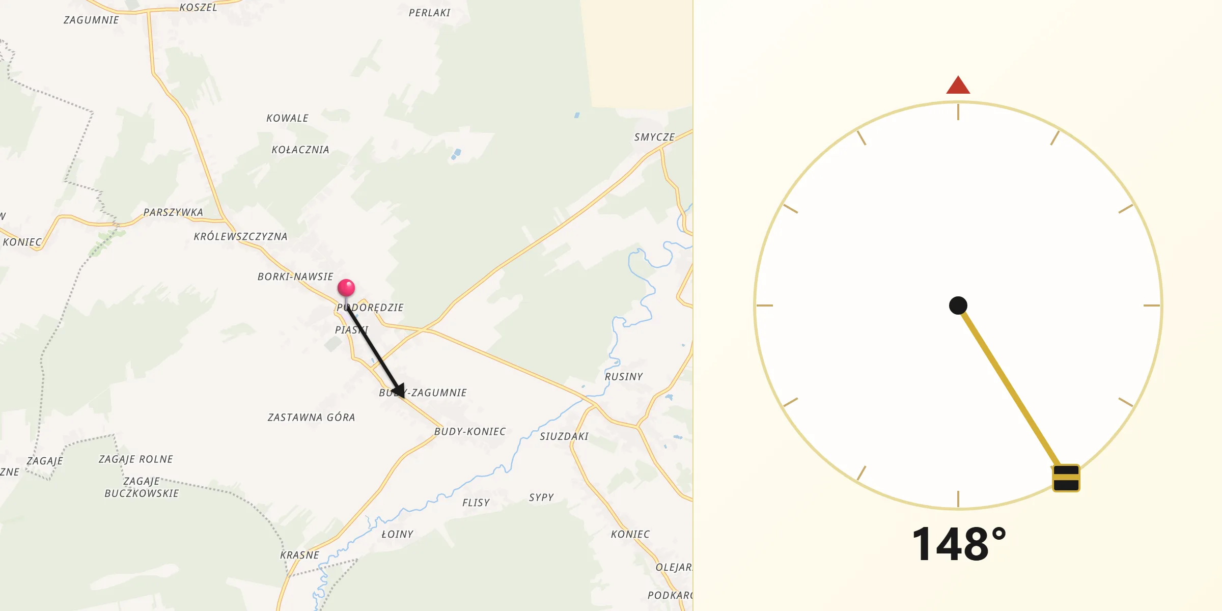 Kierunek Qibla z Wola Żarczycka