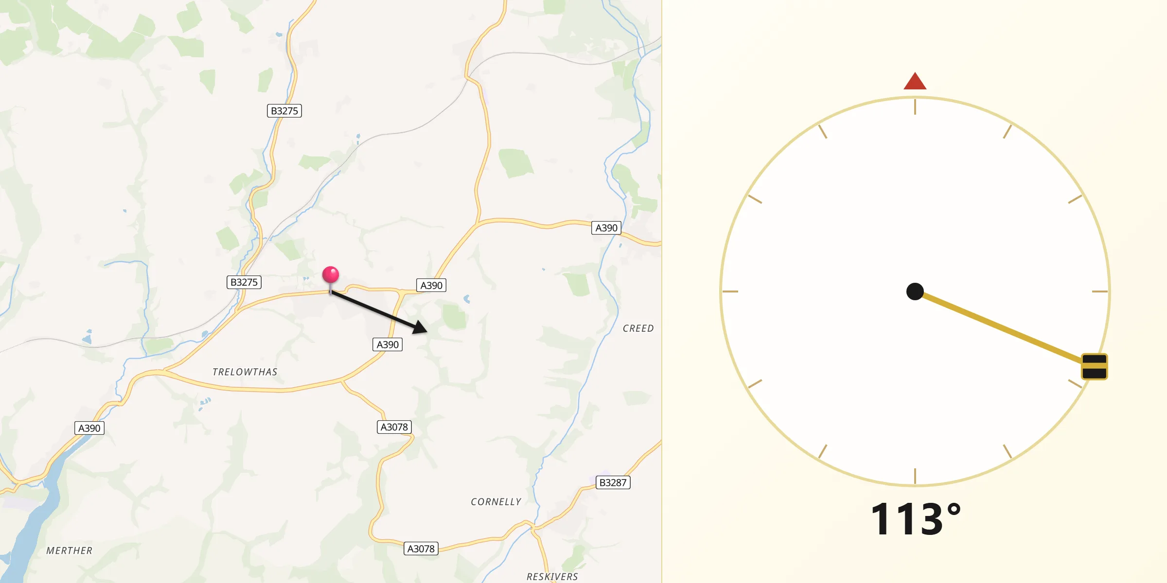 Qibla Direction from Probus
