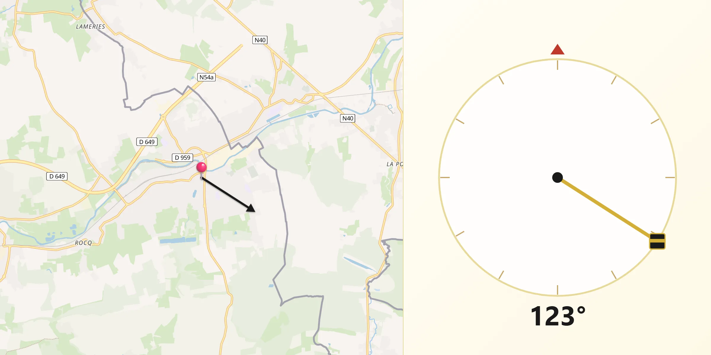 Direction vers la Qibla depuis Jeumont