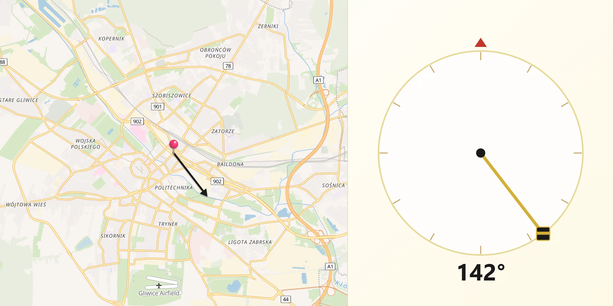 Kierunek Qibla z Gliwice