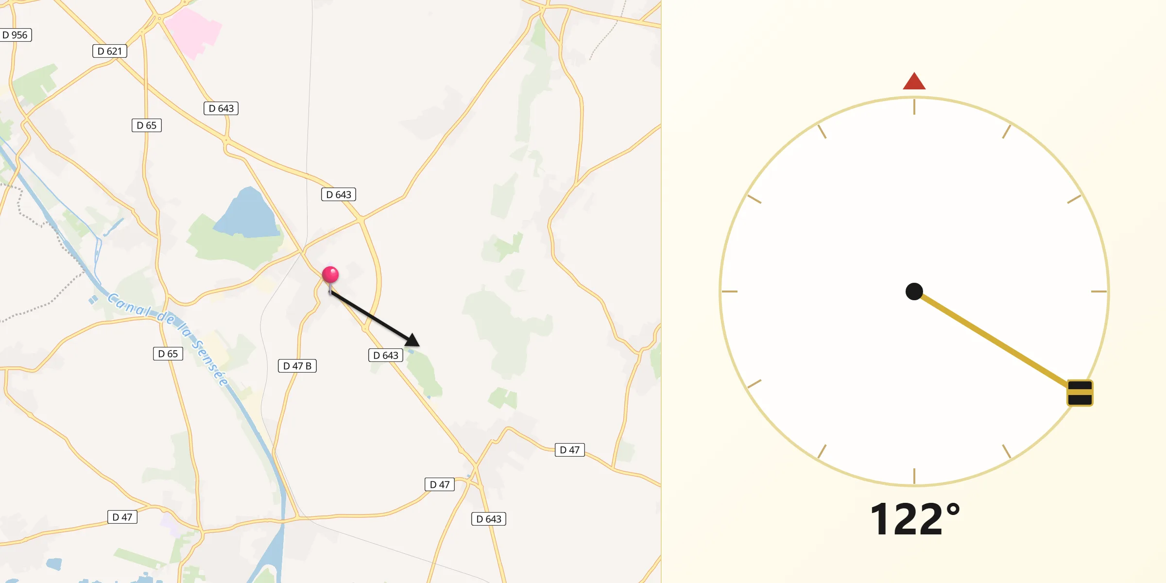 Direction vers la Qibla depuis Cantin
