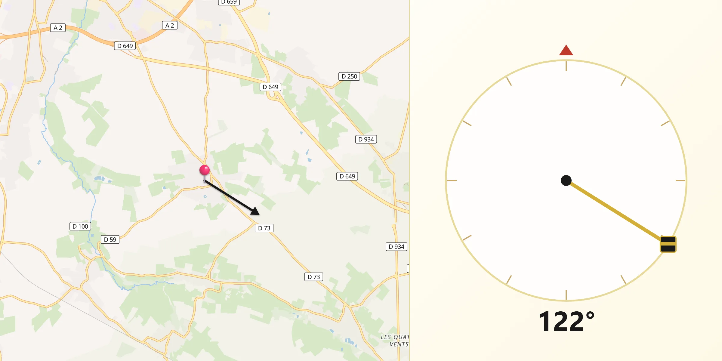 Direction vers la Qibla depuis Préseau