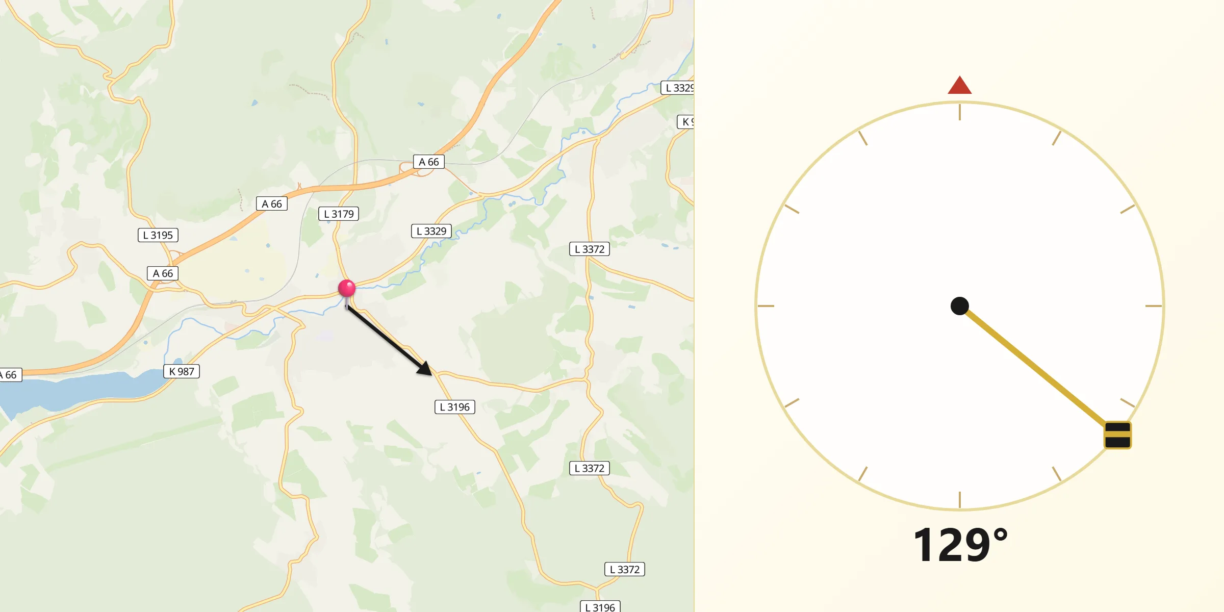 Qibla-Richtung von Steinau an der Straße