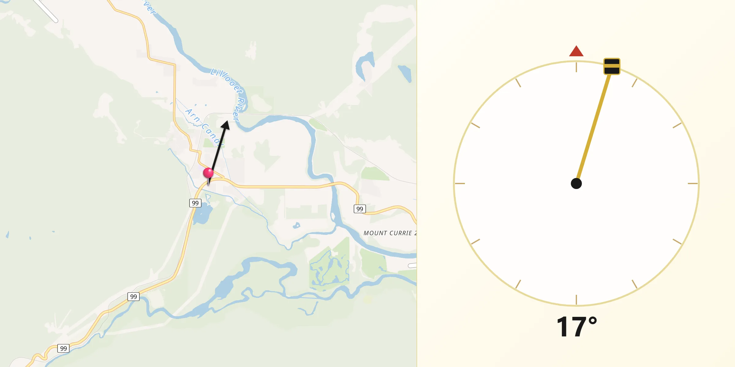 Qibla Direction from Pemberton