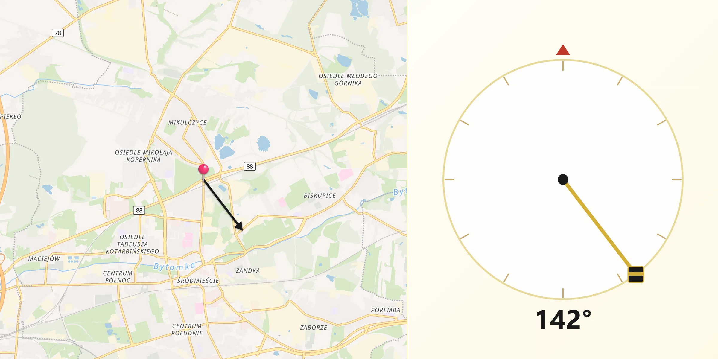 Kierunek Qibla z Zabrze