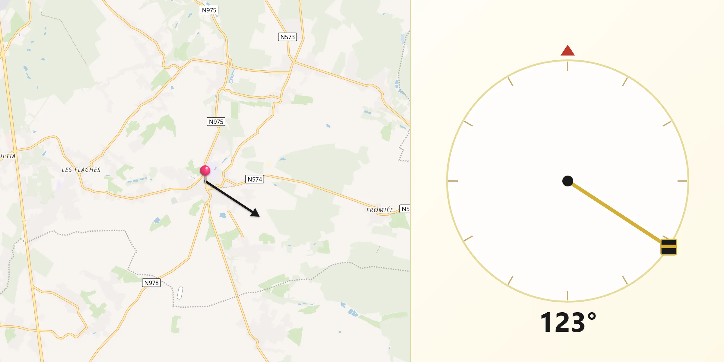 Direction vers la Qibla depuis Gerpinnes