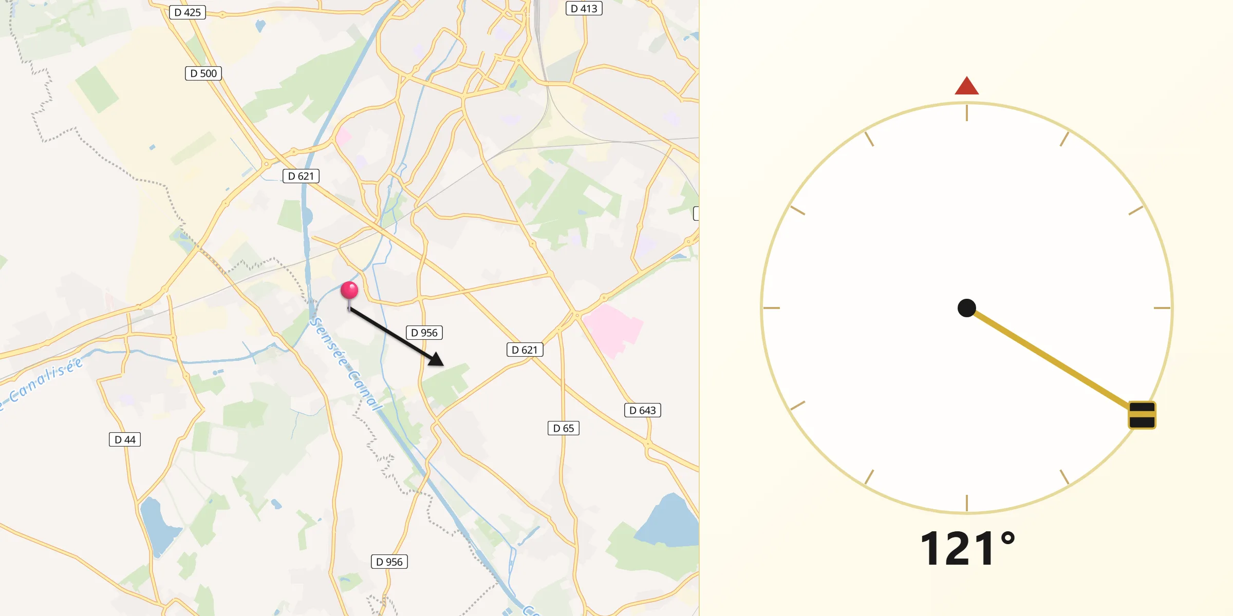 Direction vers la Qibla depuis Courchelettes