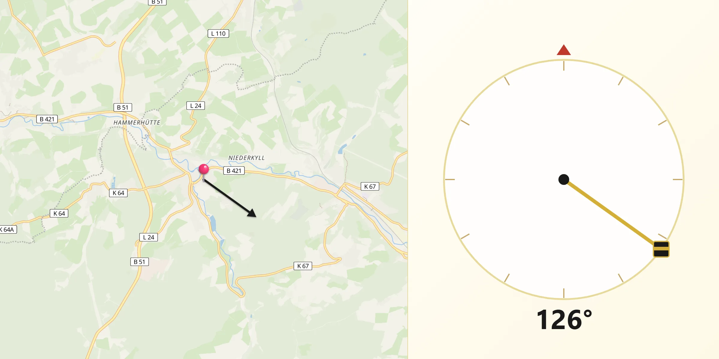 Qibla-Richtung von Stadtkyll