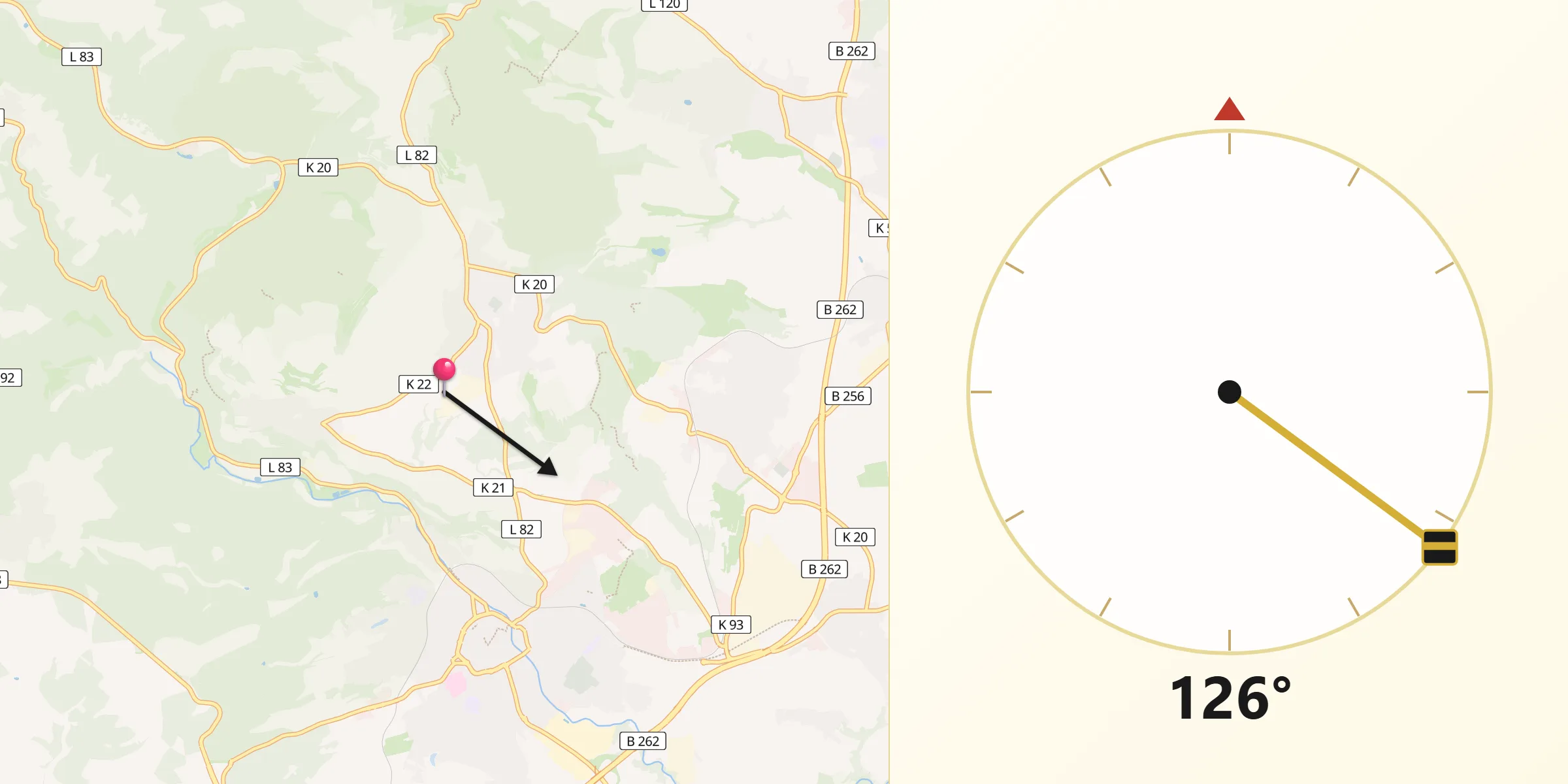 Qibla-Richtung von Ettringen