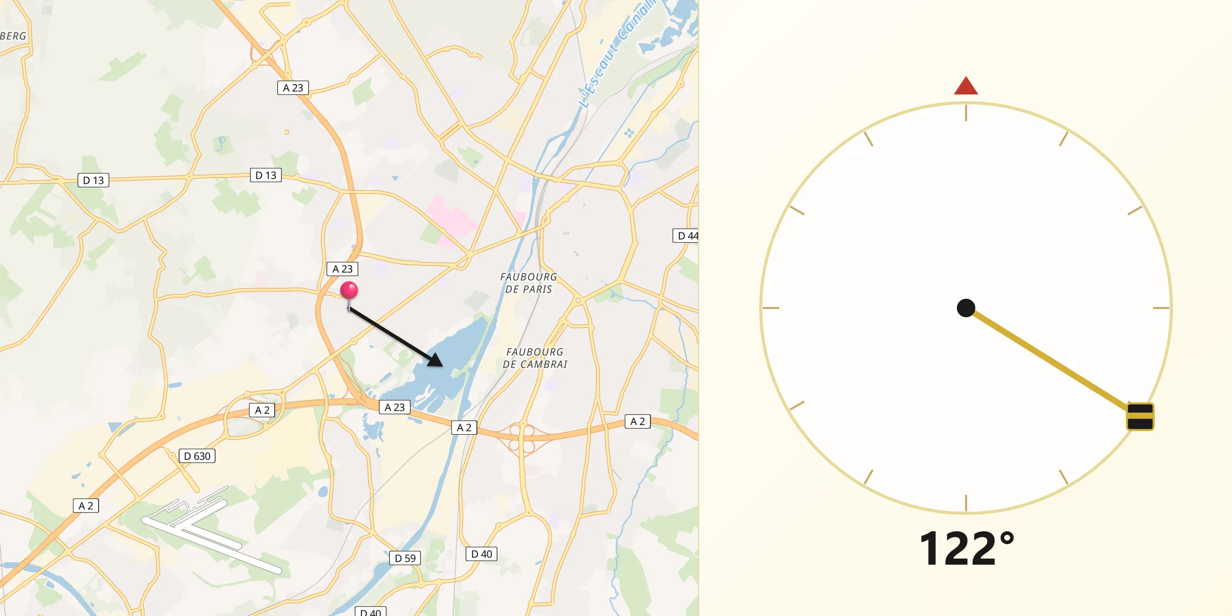 Direction vers la Qibla depuis La Sentinelle