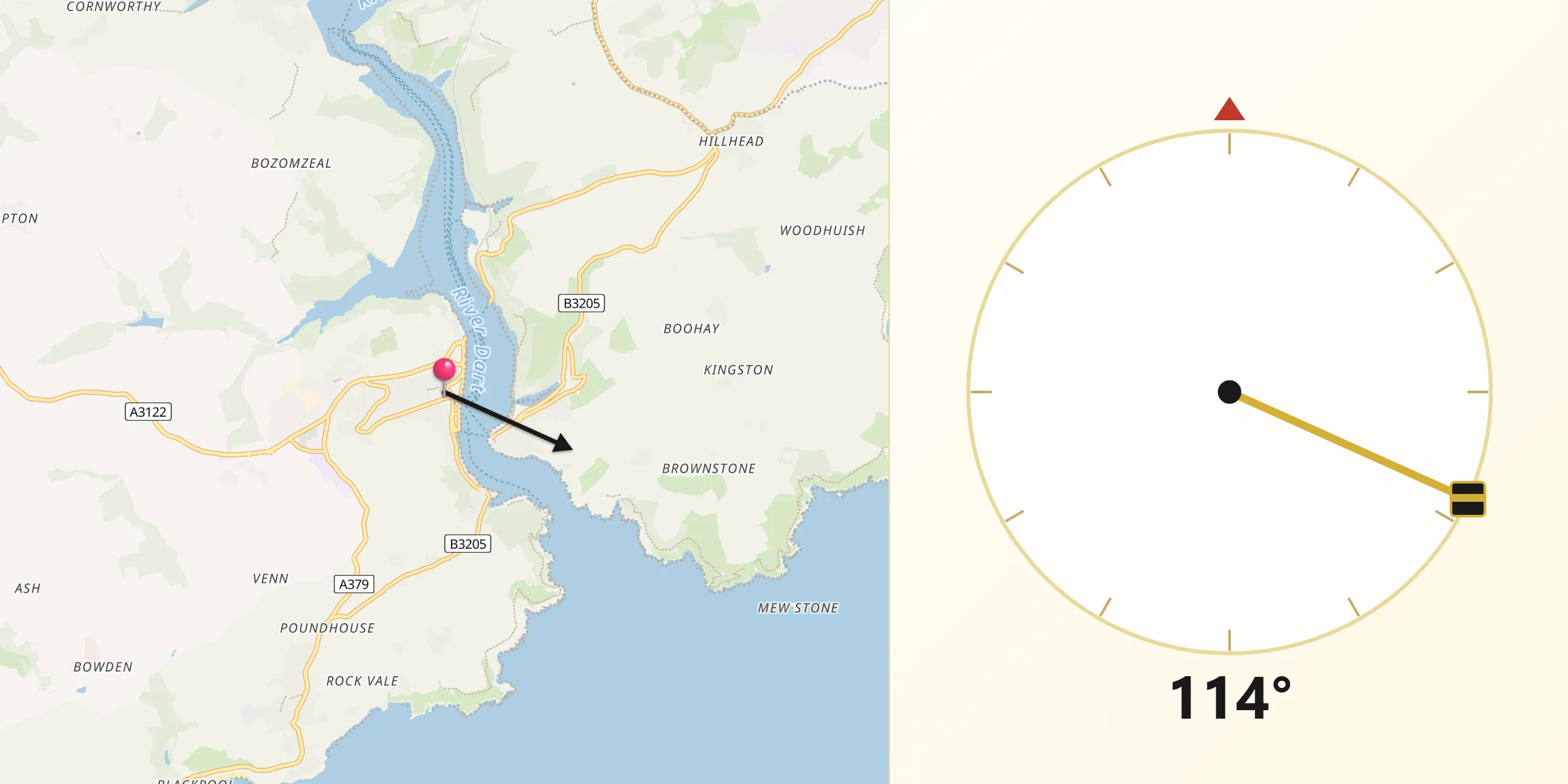 Qibla Direction from Dartmouth
