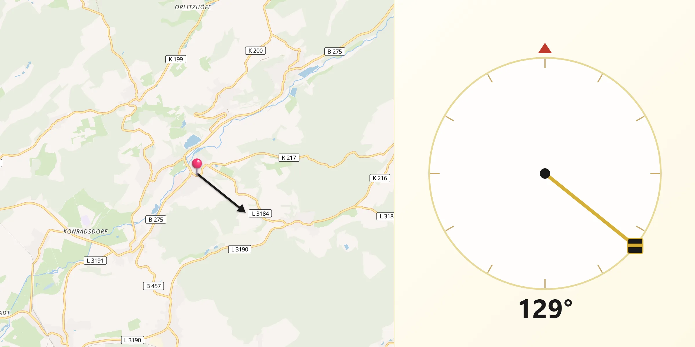 Qibla-Richtung von Ortenberg