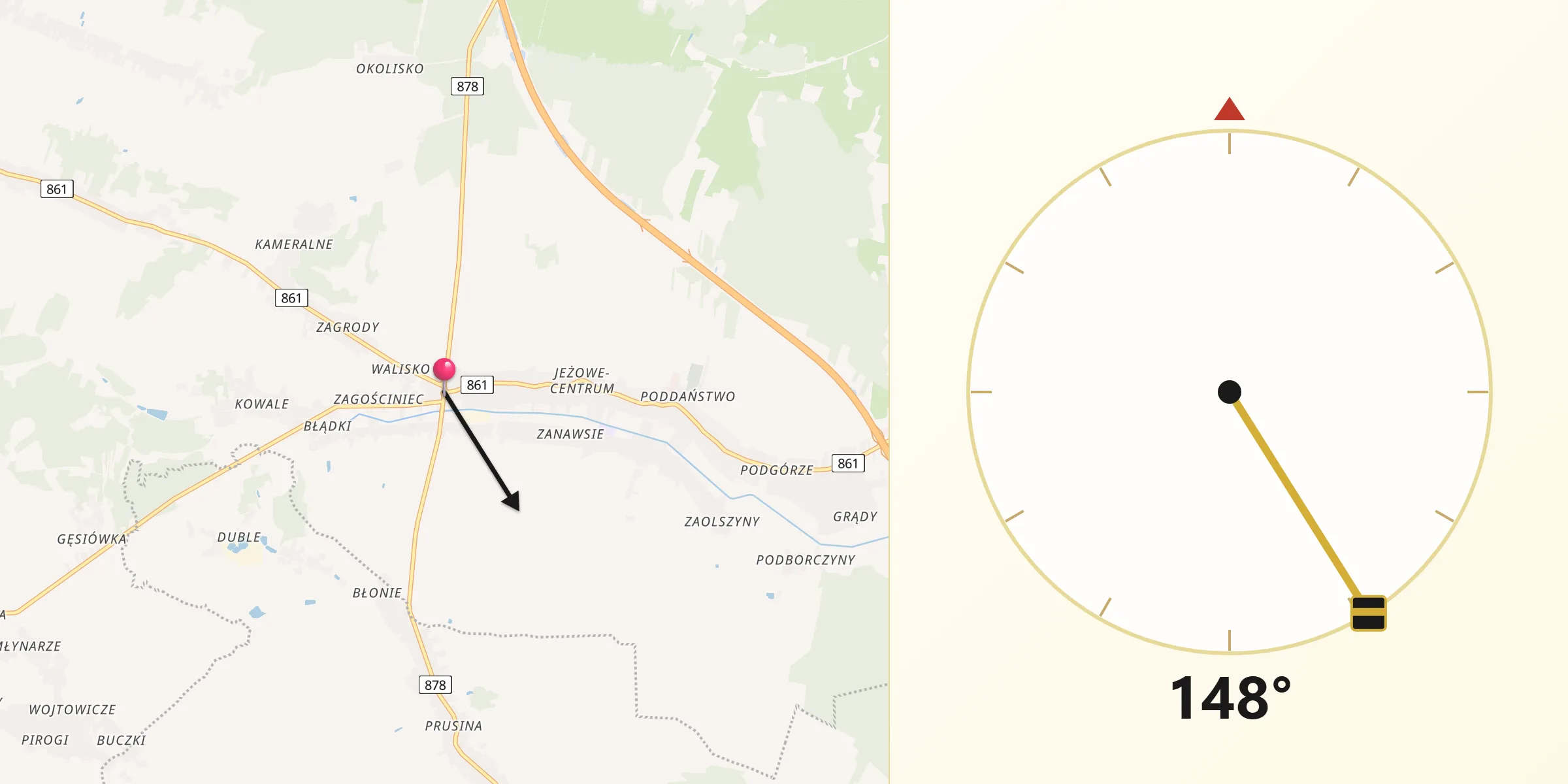 Kierunek Qibla z Jeżowe