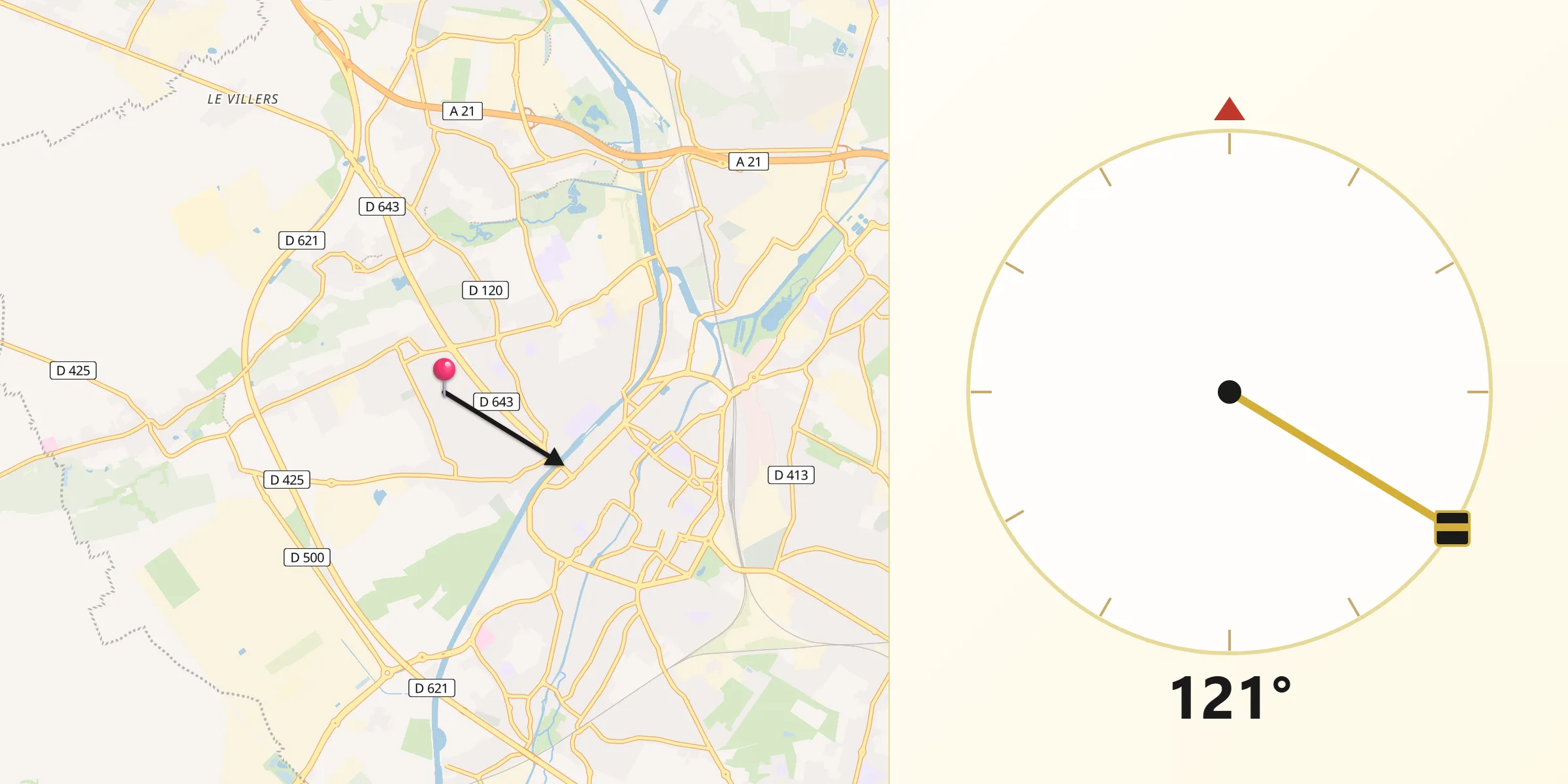 Direction vers la Qibla depuis Cuincy