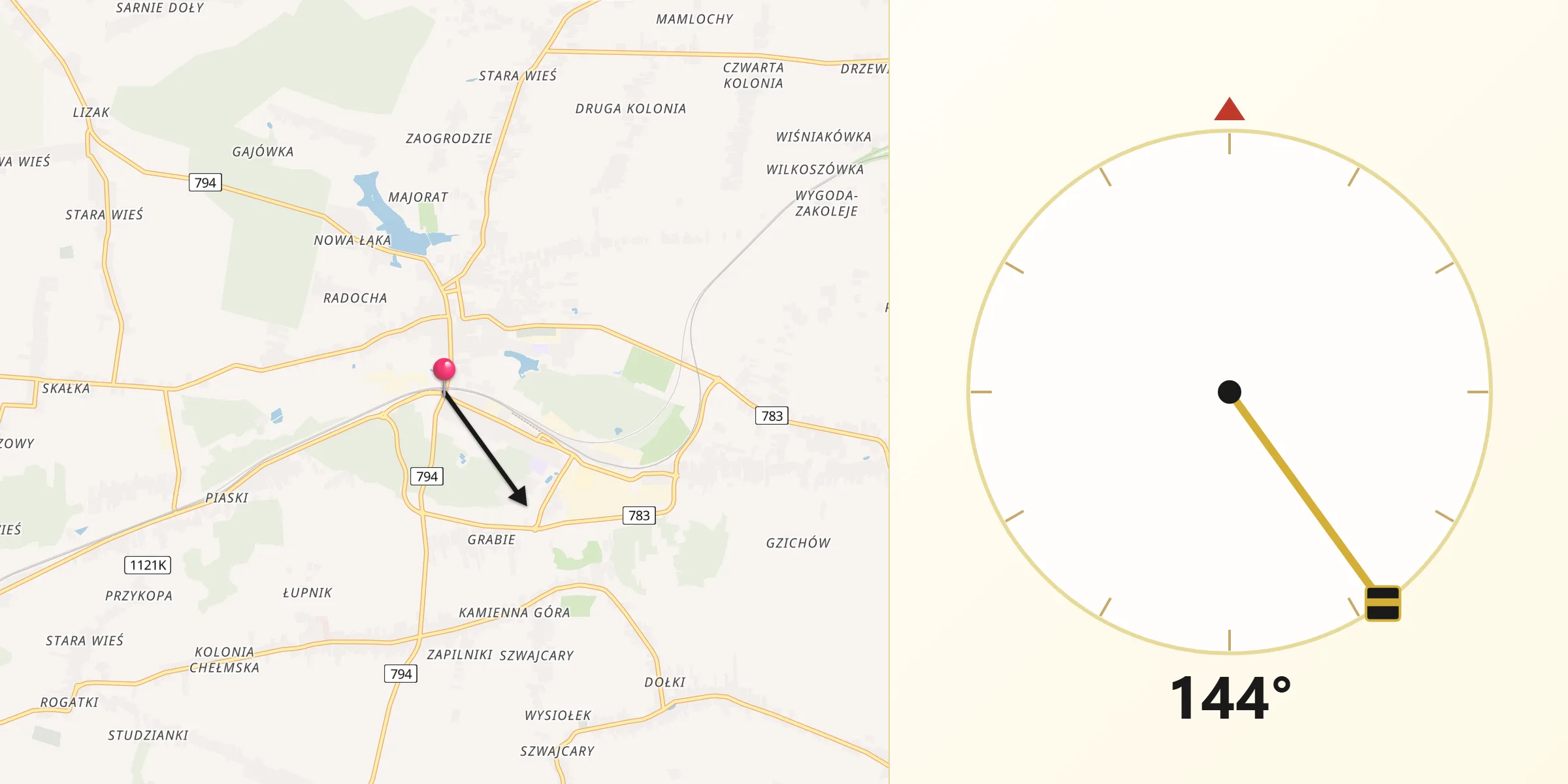 Kierunek Qibla z Wolbrom