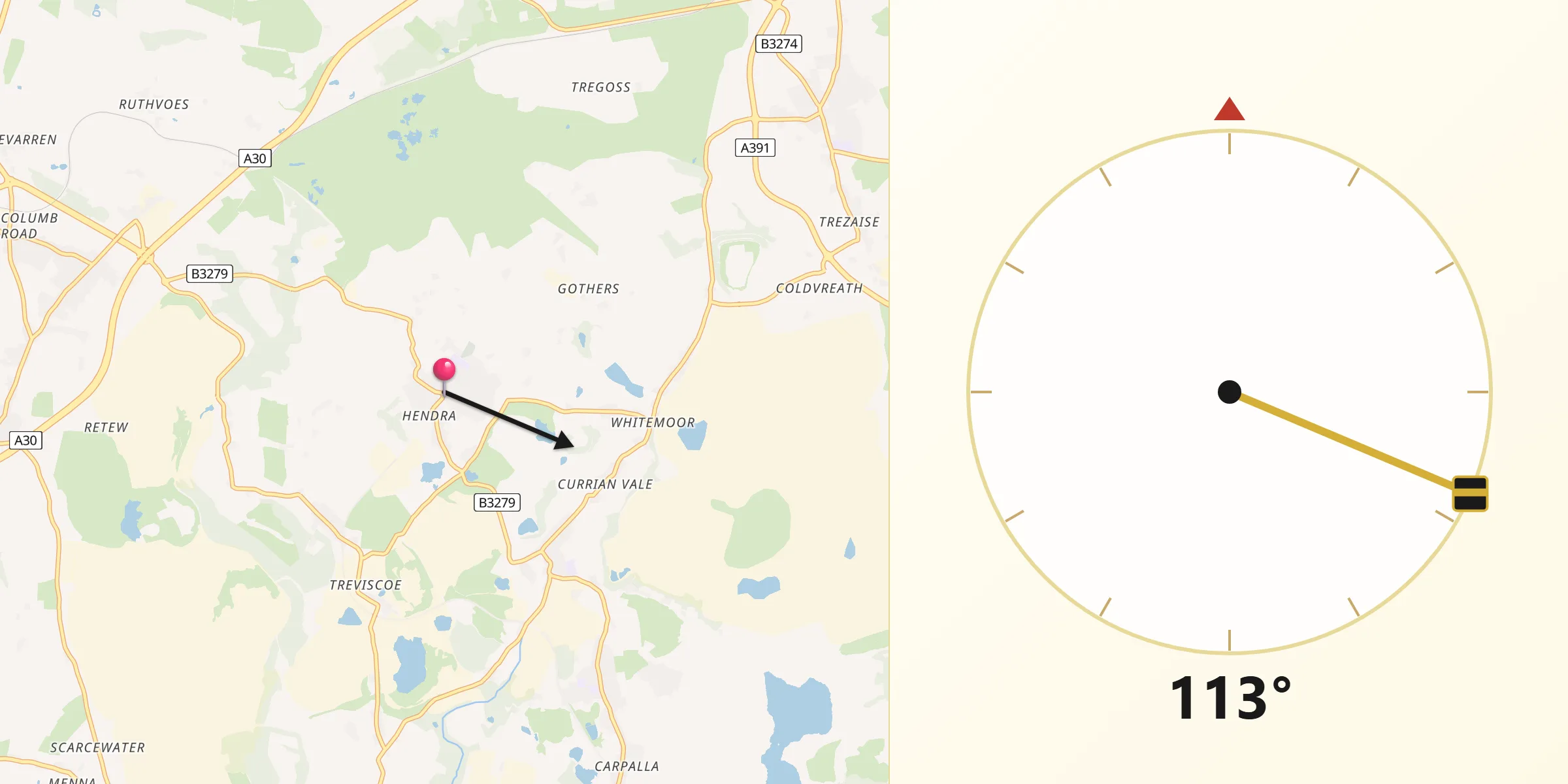 Qibla Direction from Saint Dennis