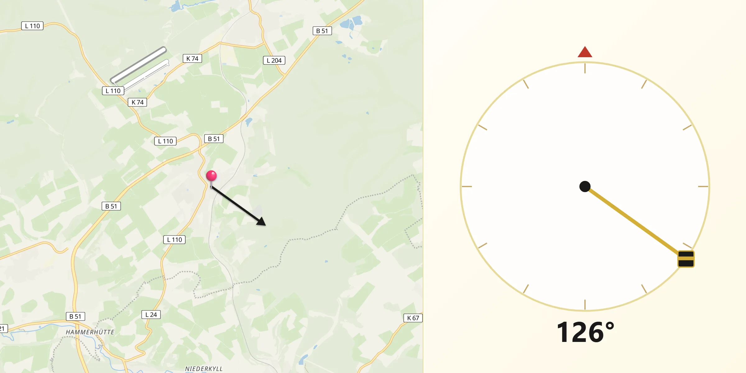 Qibla-Richtung von Berlin-Dahlem