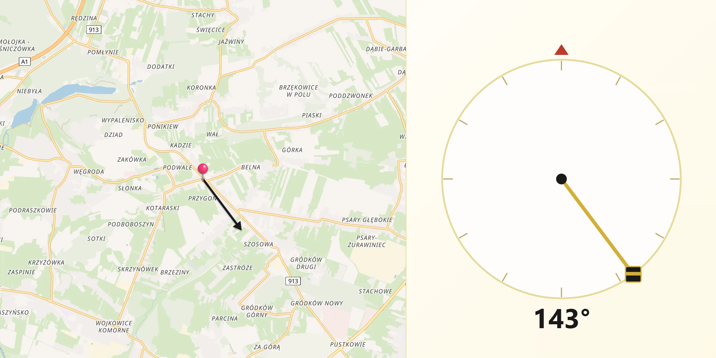 Kierunek Qibla z Strzyżowice