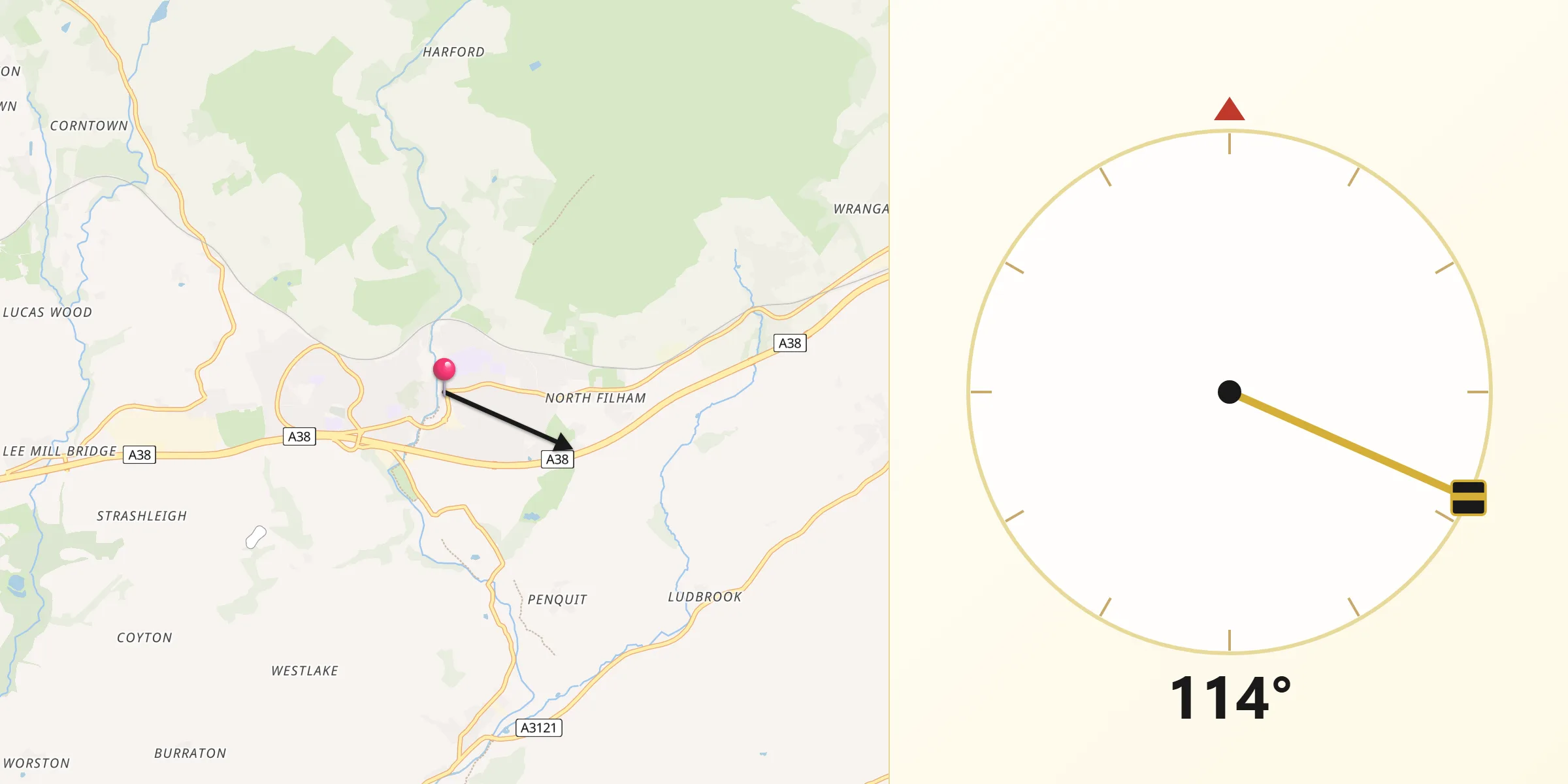 Qibla Direction from Ivybridge