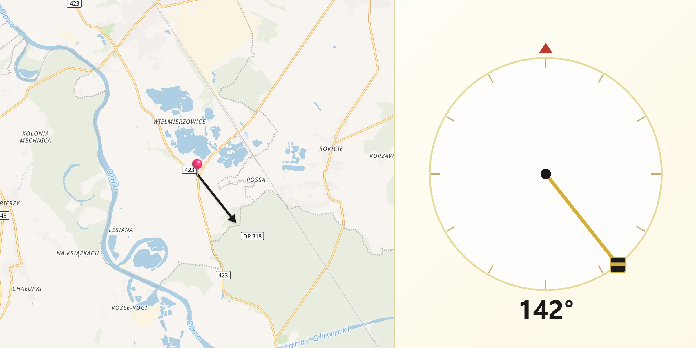 Kierunek Qibla z Januszkowice