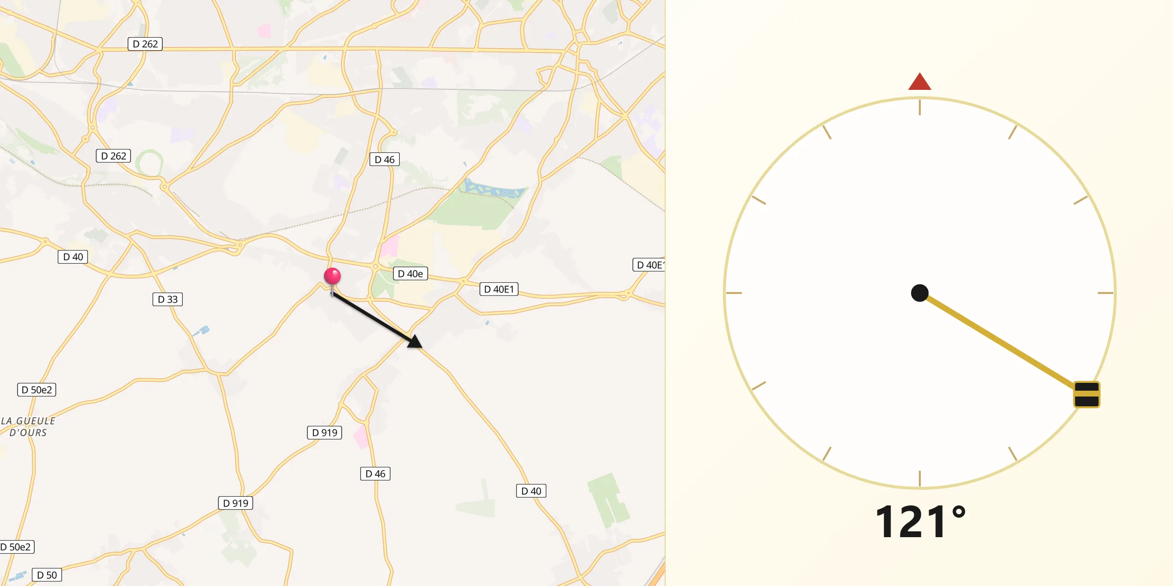 Direction vers la Qibla depuis Rouvroy