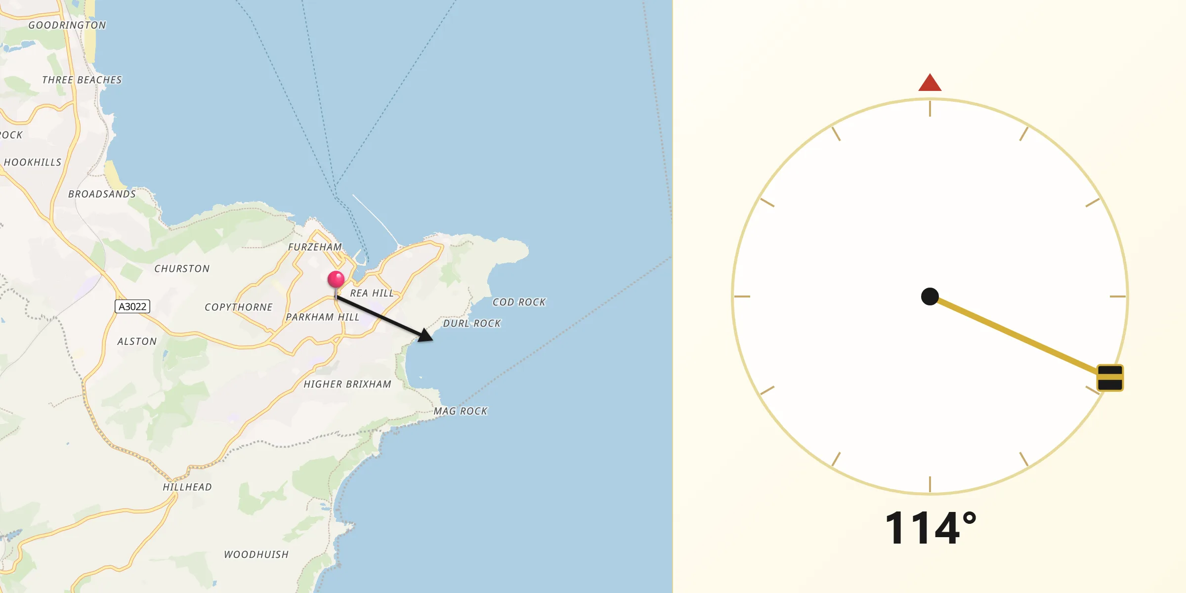 Qibla Direction from Brixham