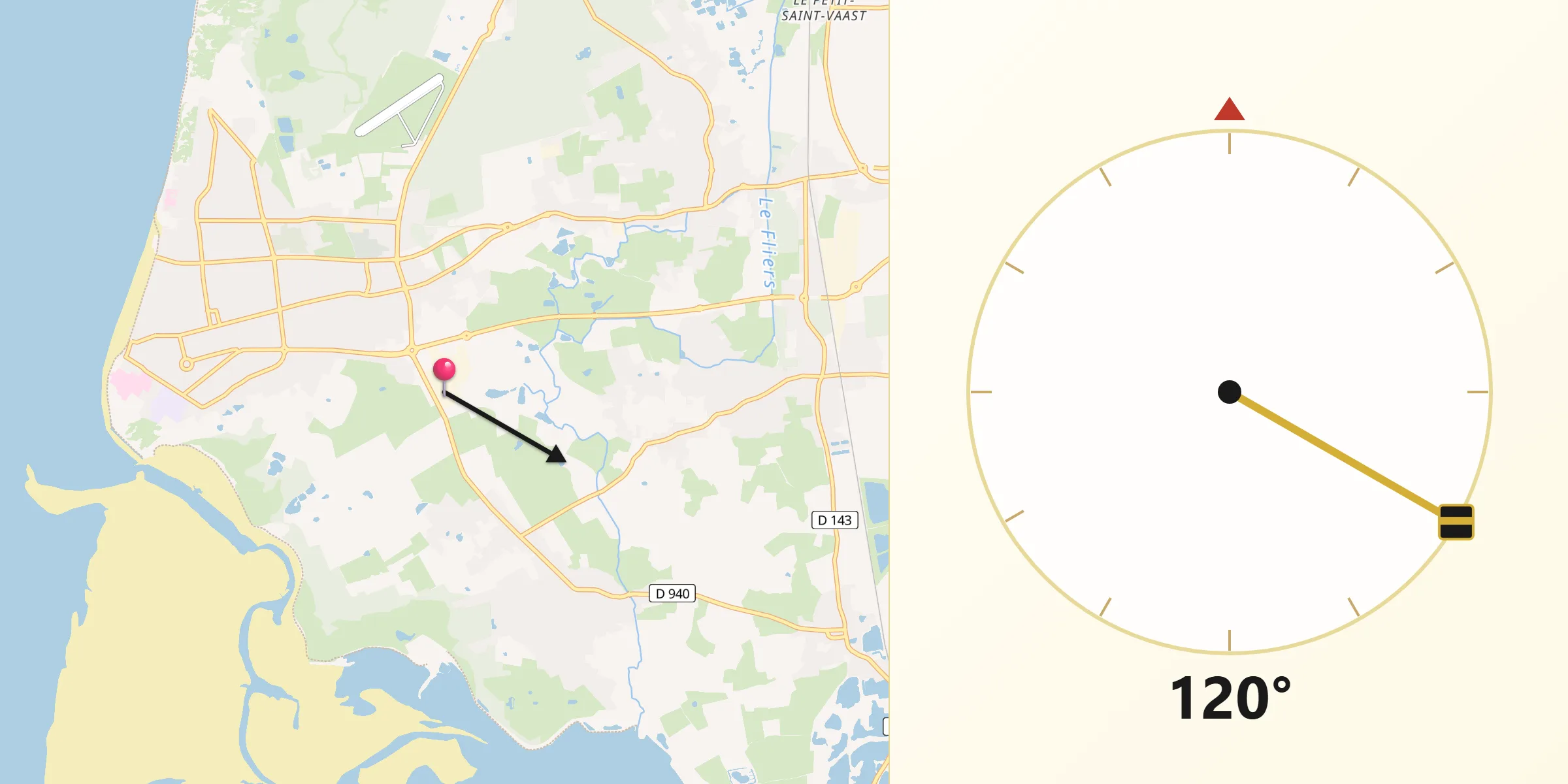 Direction vers la Qibla depuis Berck