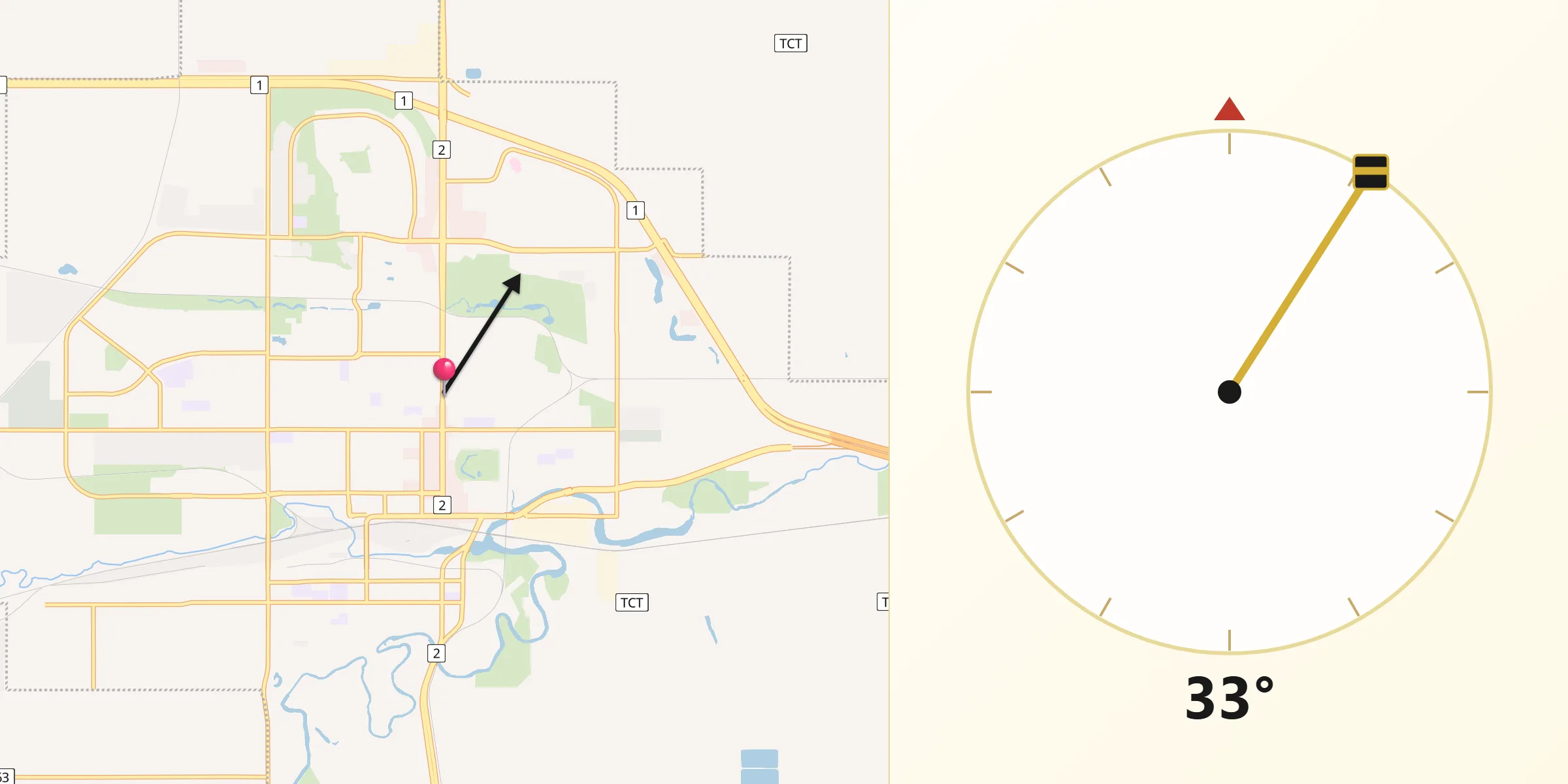 Qibla Direction from Moose Jaw