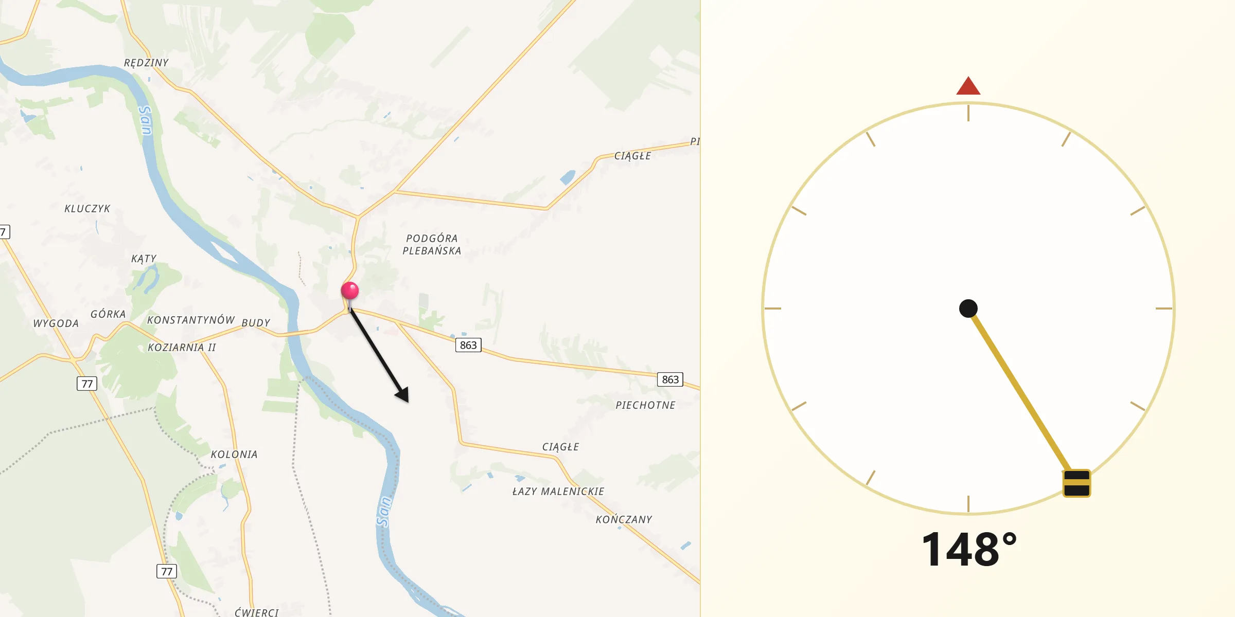 Kierunek Qibla z Krzeszów