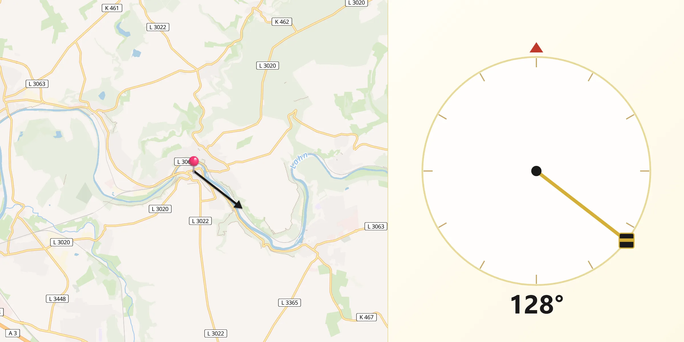Qibla-Richtung von Runkel