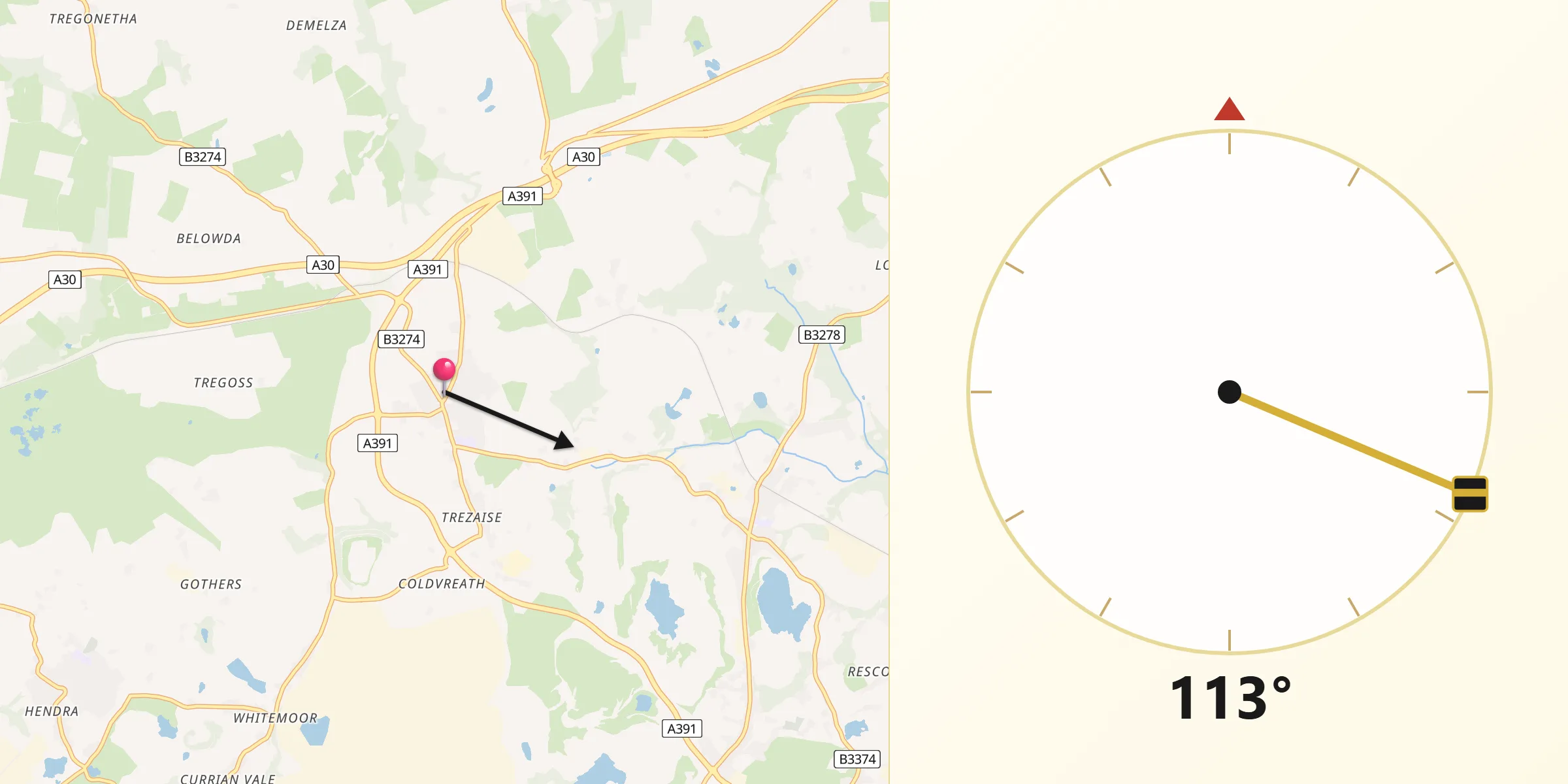 Qibla Direction from Roche