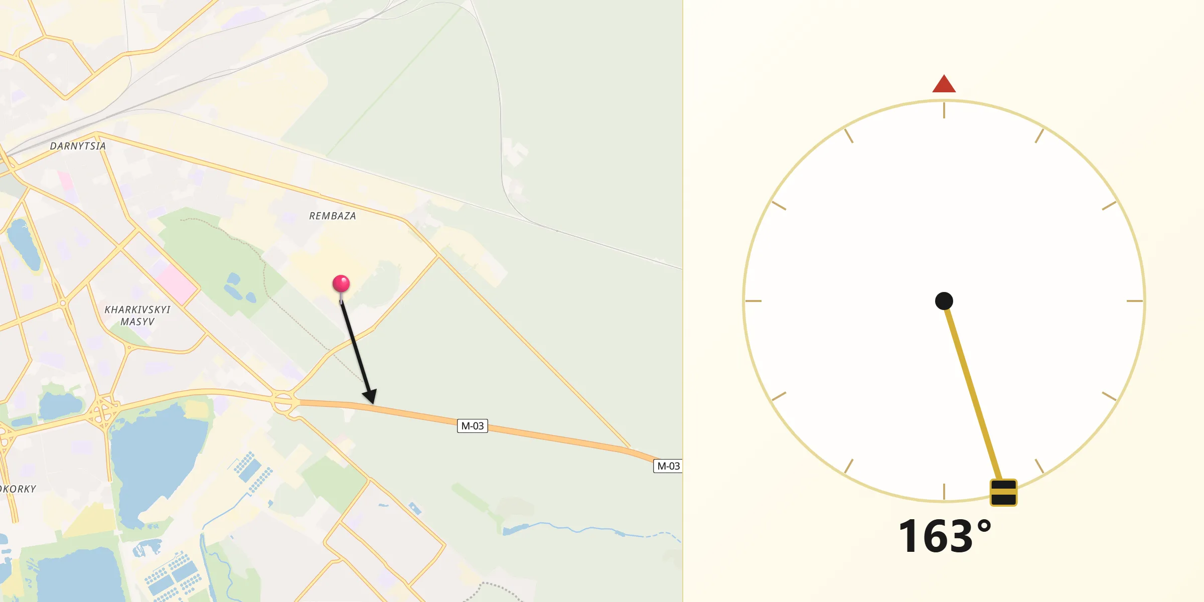 Направление Киблы из Darnytsia