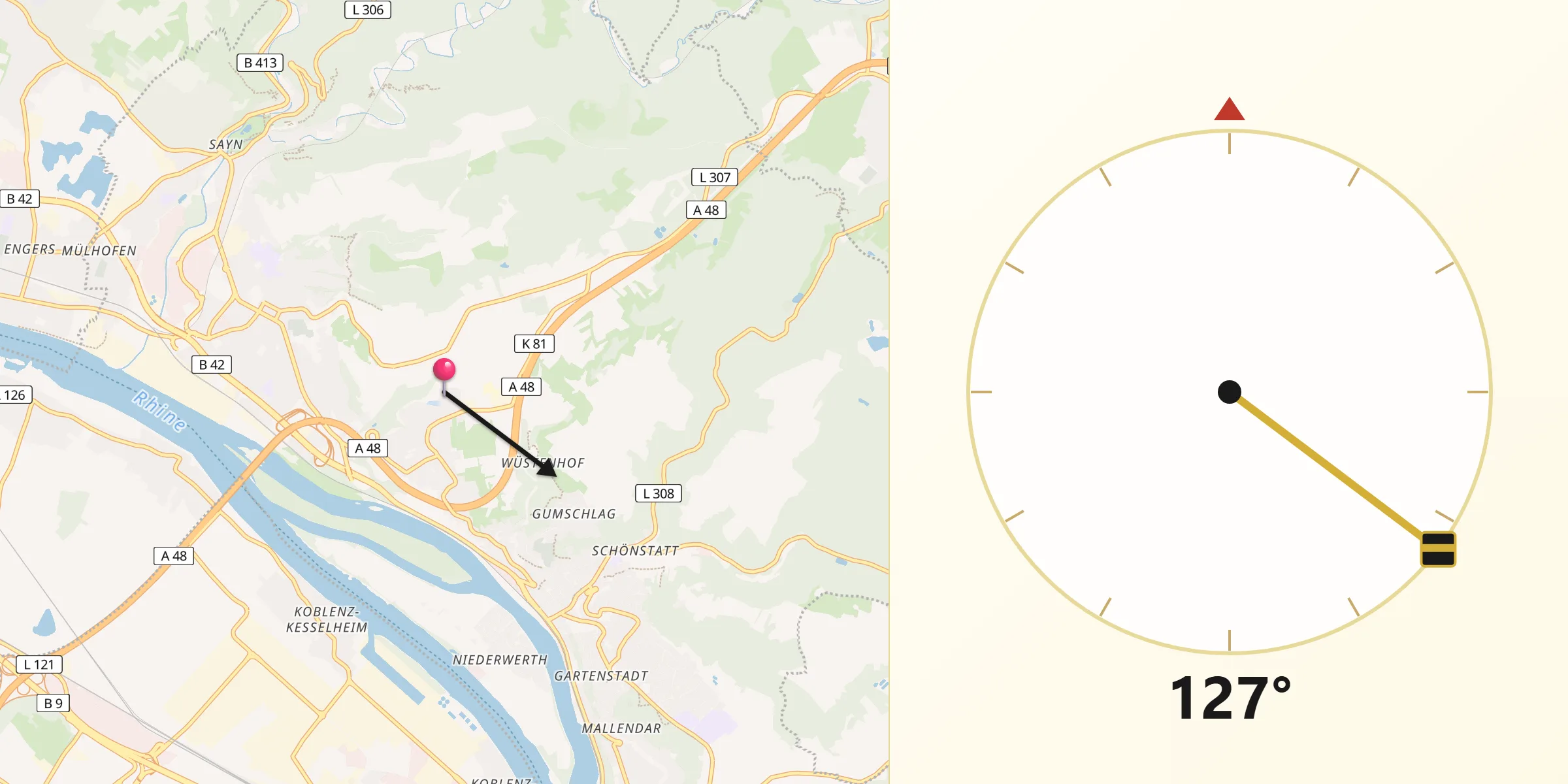 Qibla-Richtung von Weitersburg