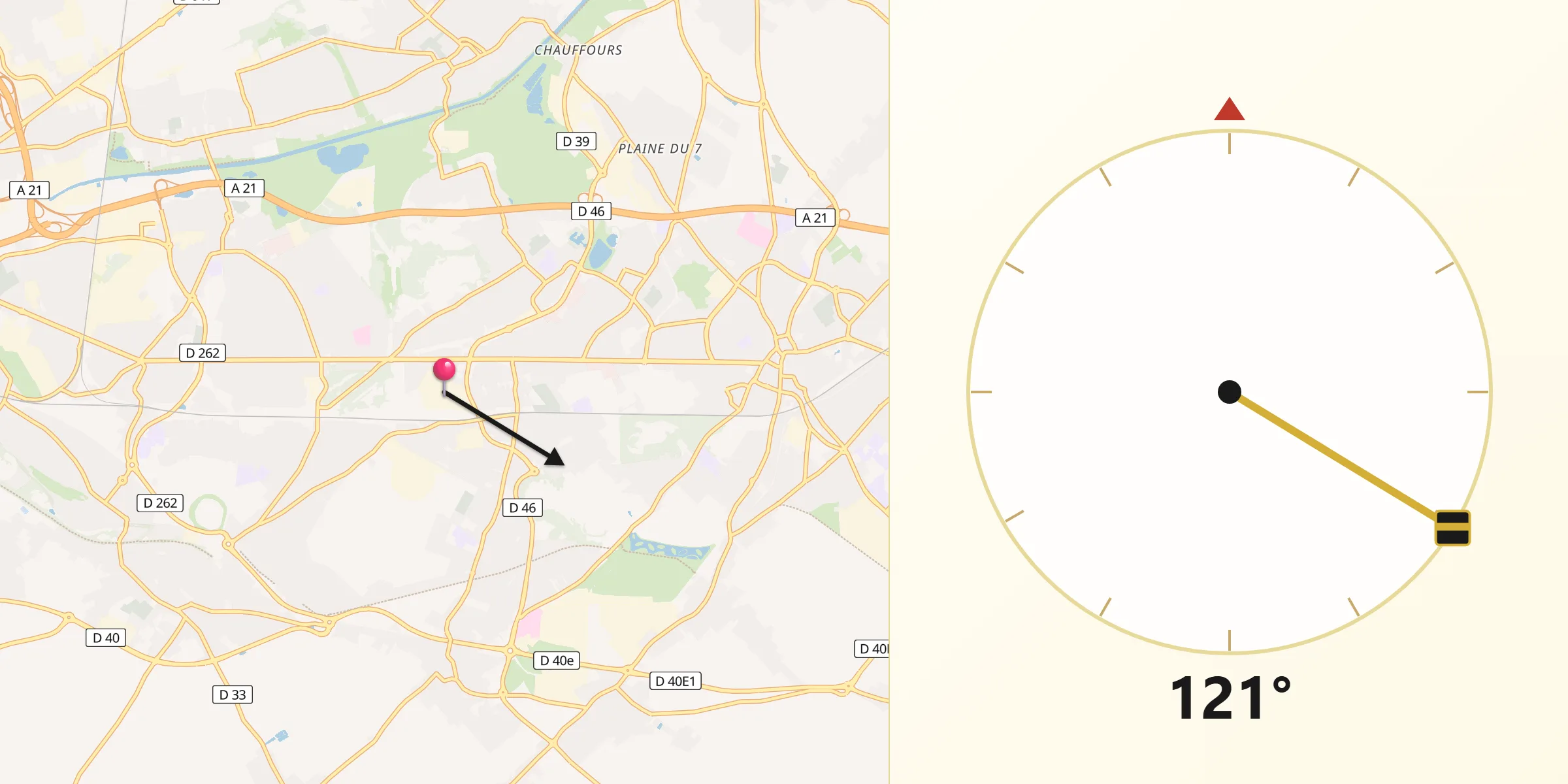 Direction vers la Qibla depuis Billy-Montigny