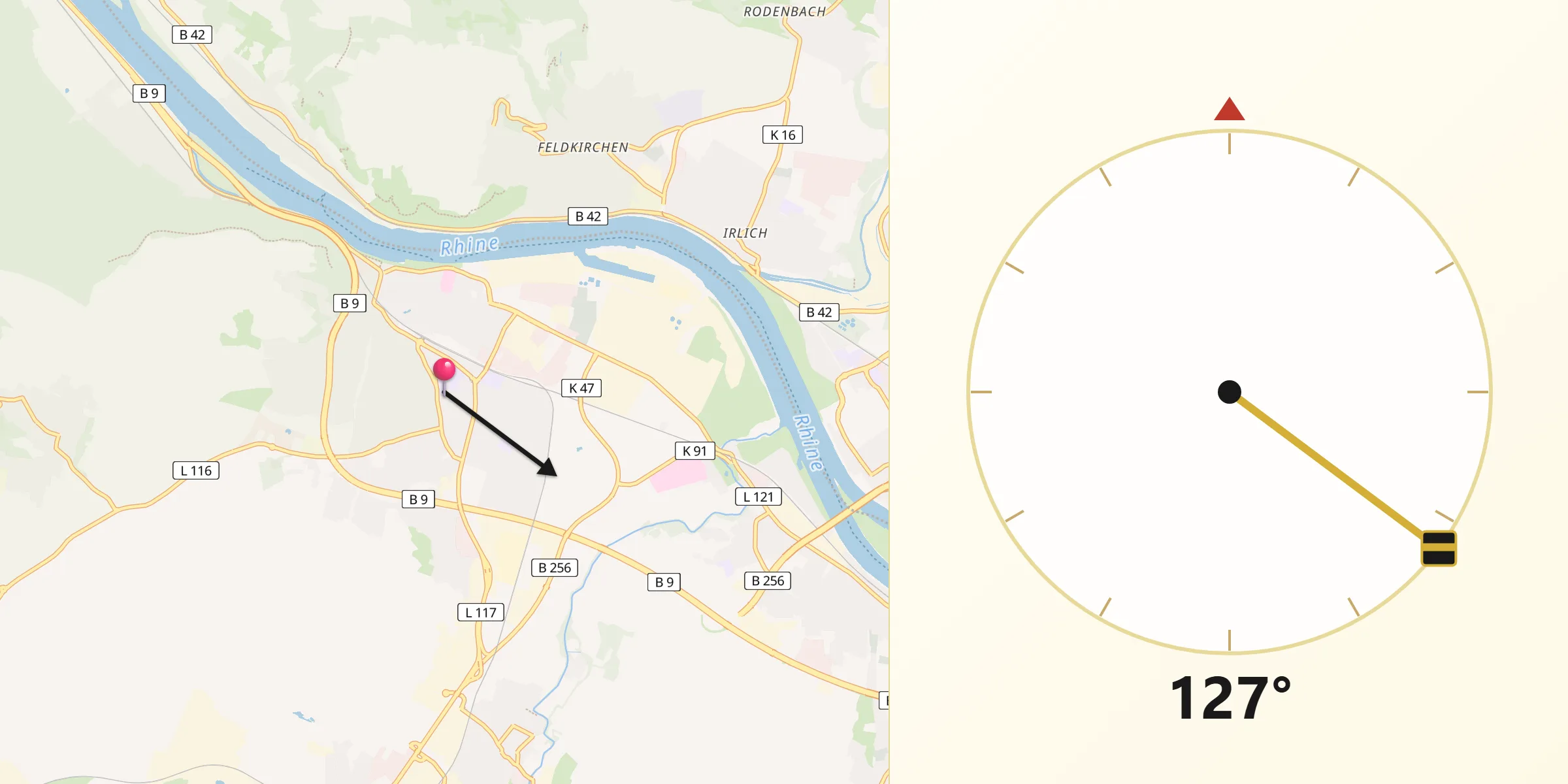 Qibla-Richtung von Andernach