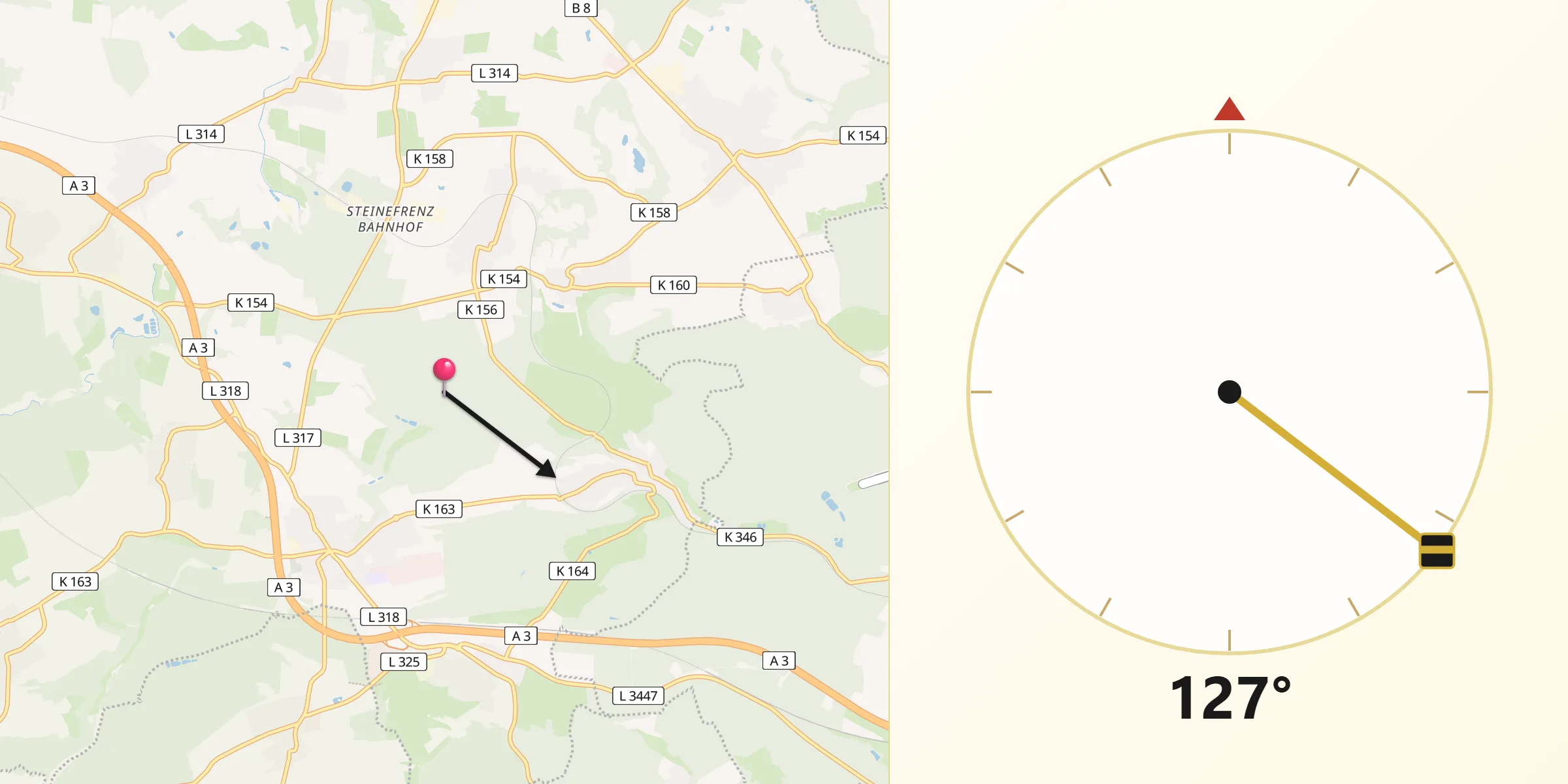 Qibla-Richtung von Dreikirchen