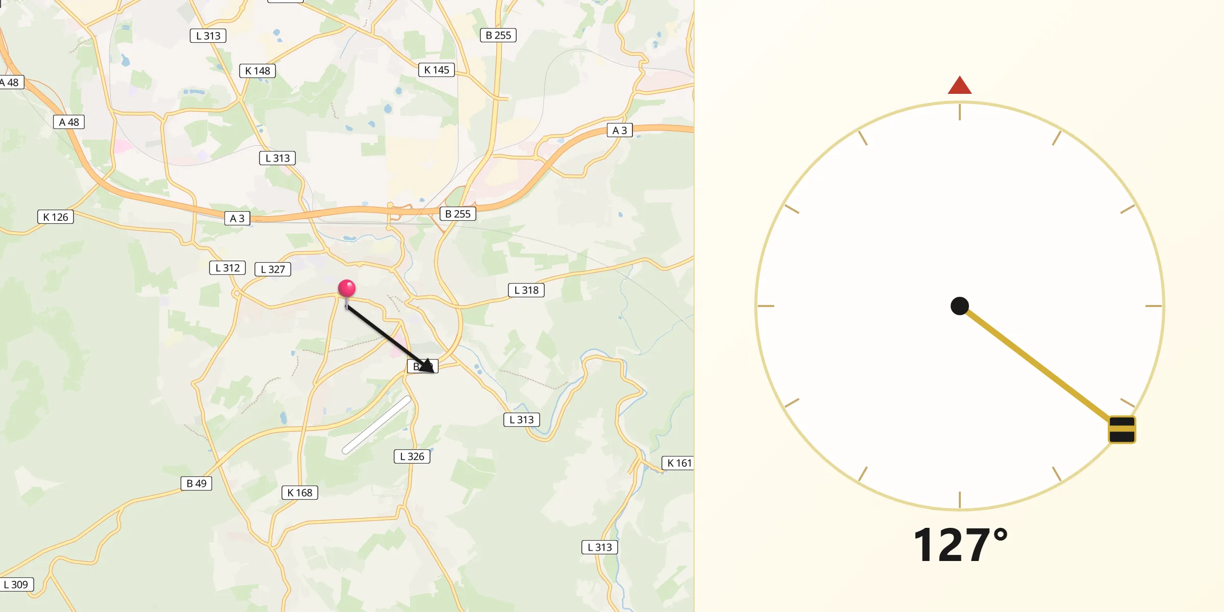 Qibla-Richtung von Montabaur