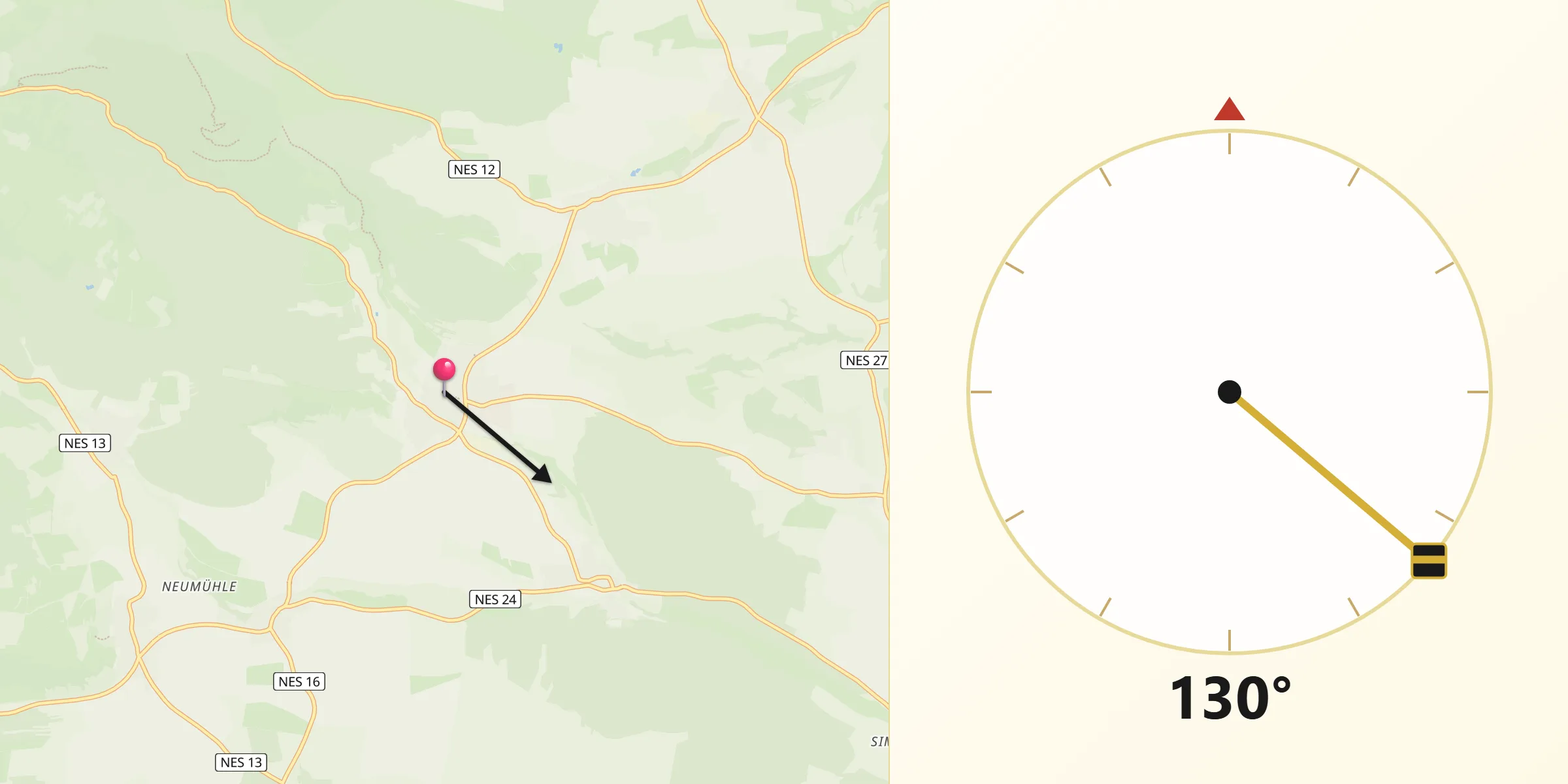 Qibla-Richtung von Oberelsbach