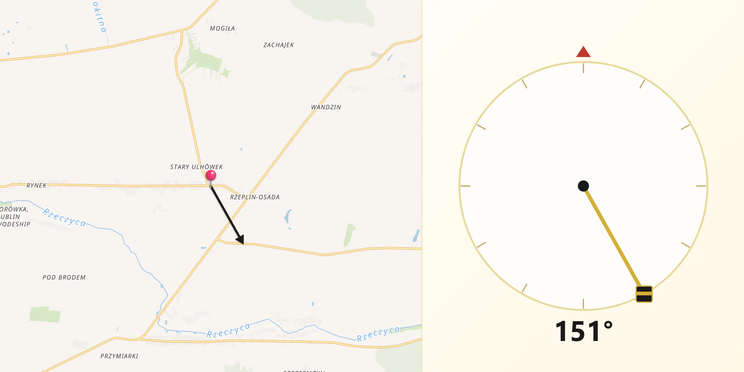 Kierunek Qibla z Ulhówek