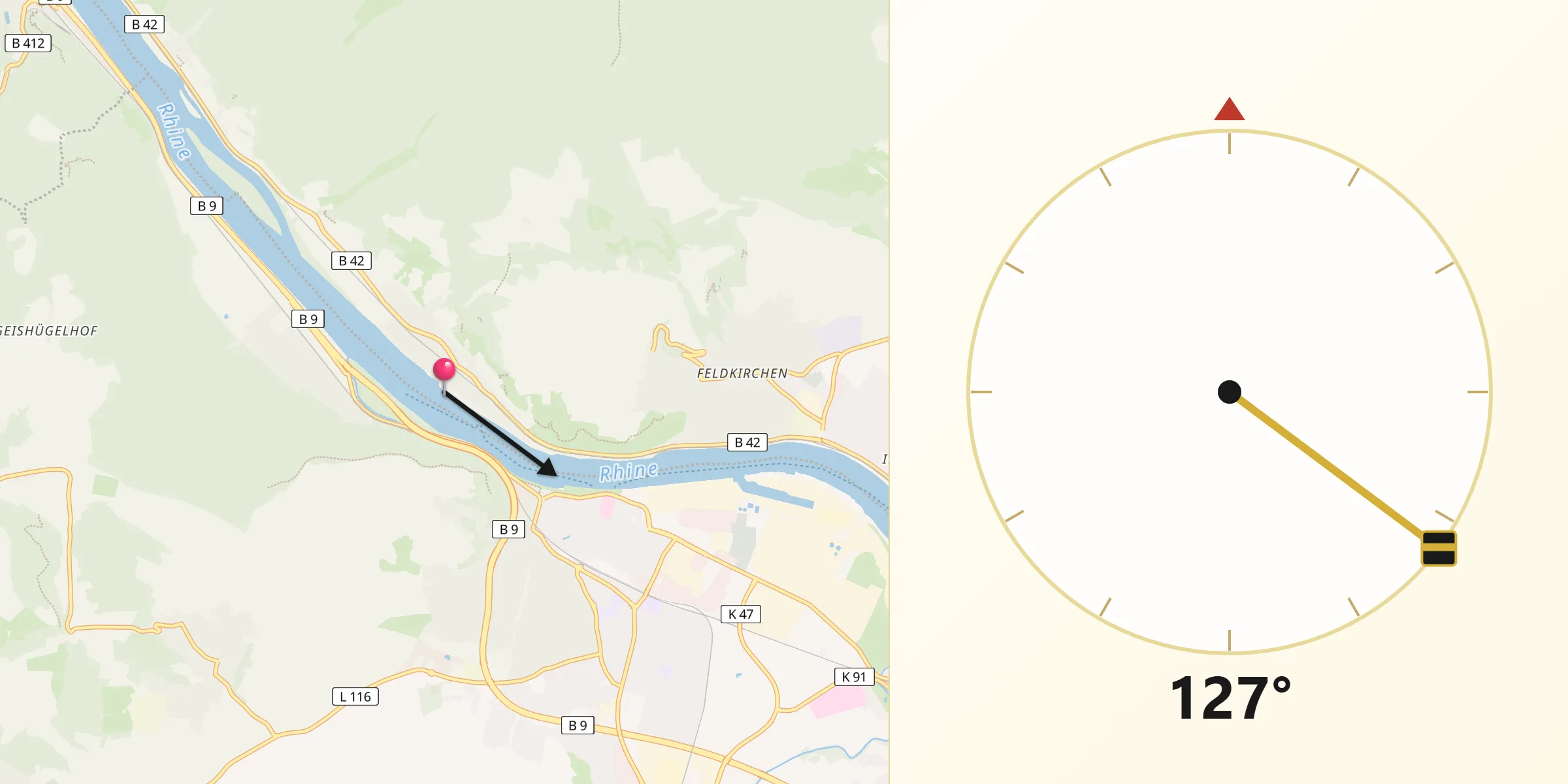 Qibla-Richtung von Leutesdorf