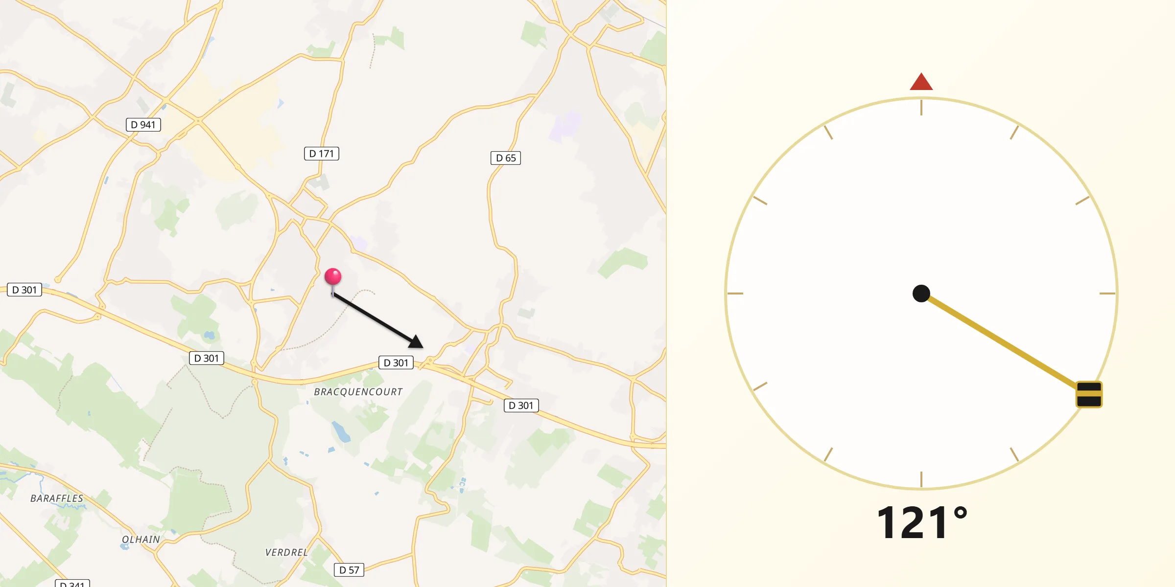 Direction vers la Qibla depuis Barlin